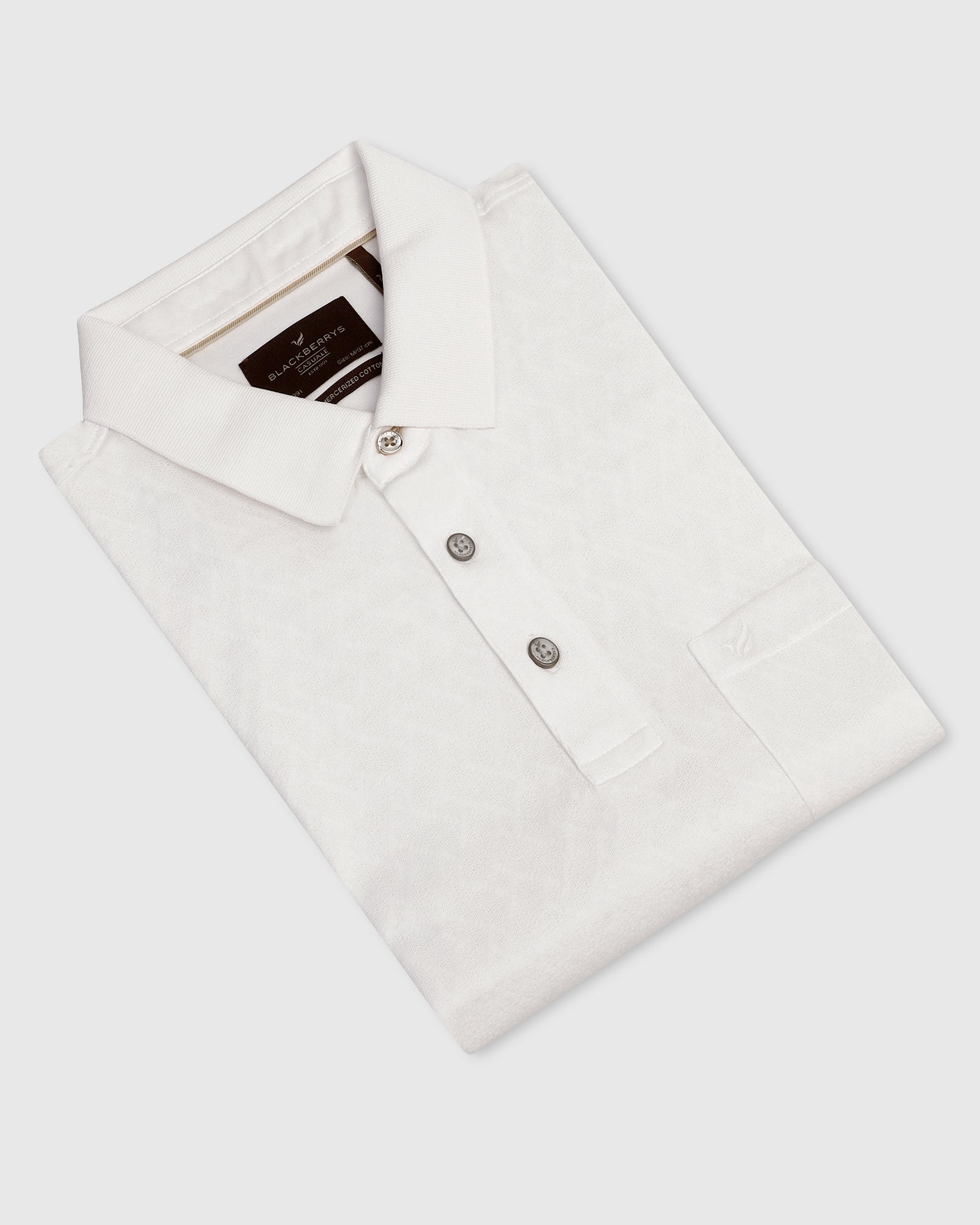 Polo White Textured T-Shirt - Blade