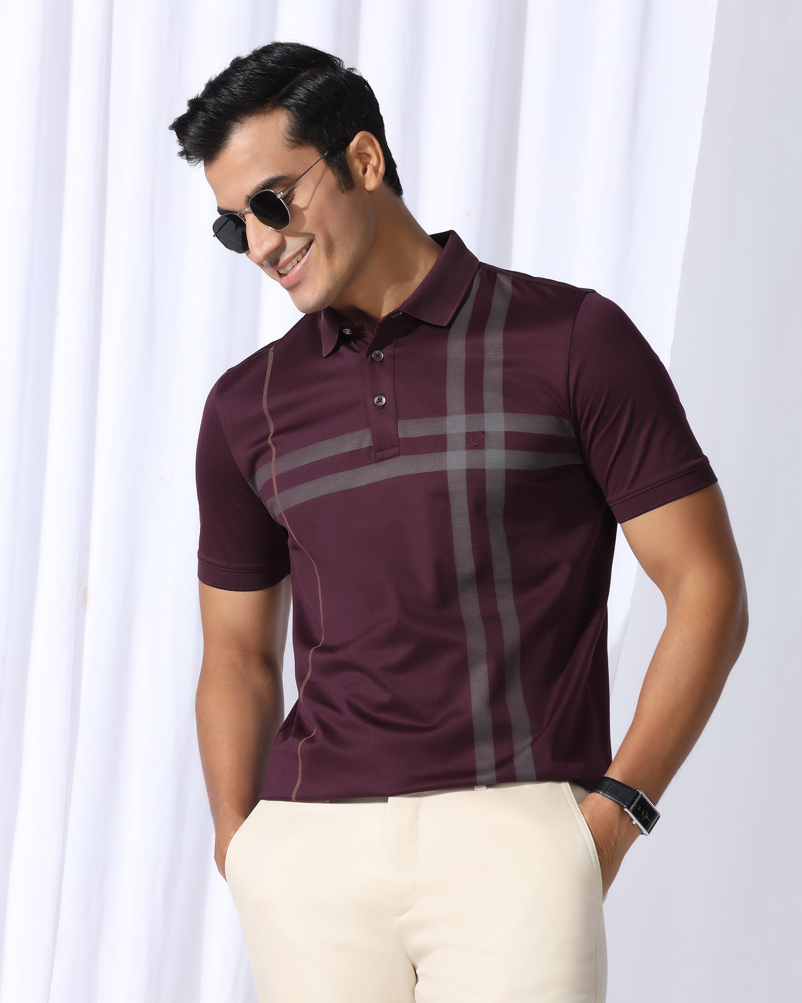 Polo Wine Printed T-Shirt - Saddy