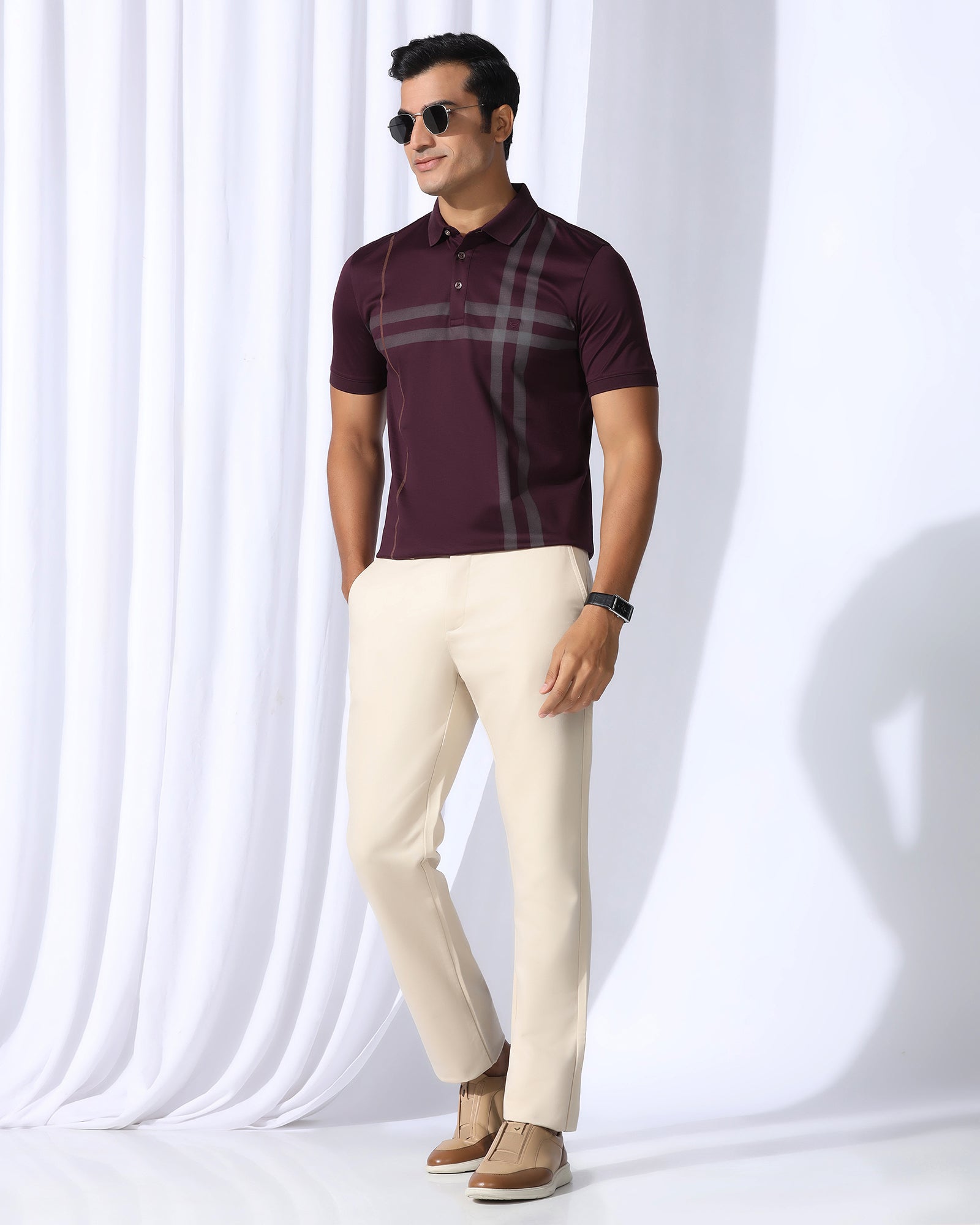 Polo Wine Printed T-Shirt - Saddy