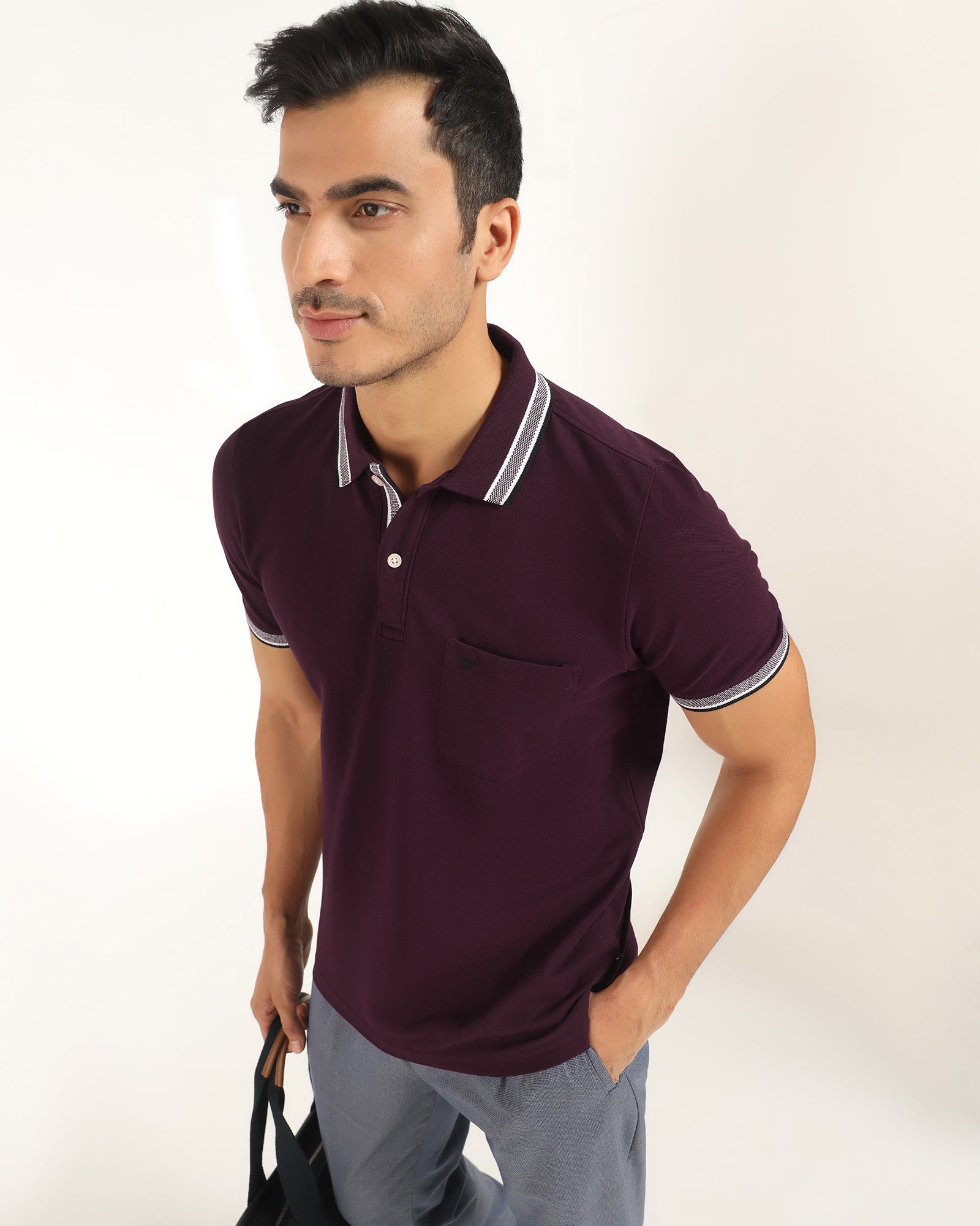 Polo Wine Solid T-Shirt - Taurus