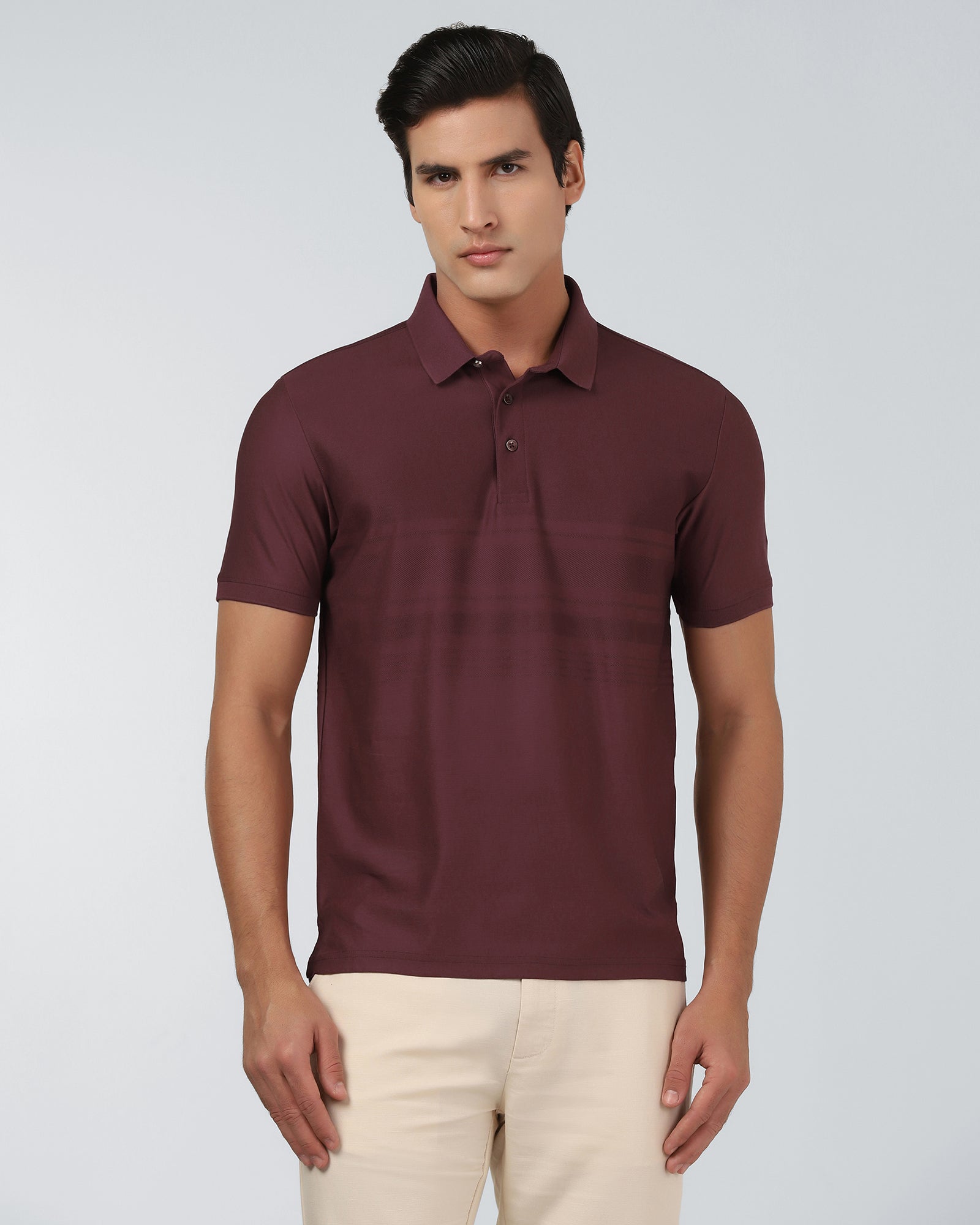 Port Wine Textured Polo - Peek
