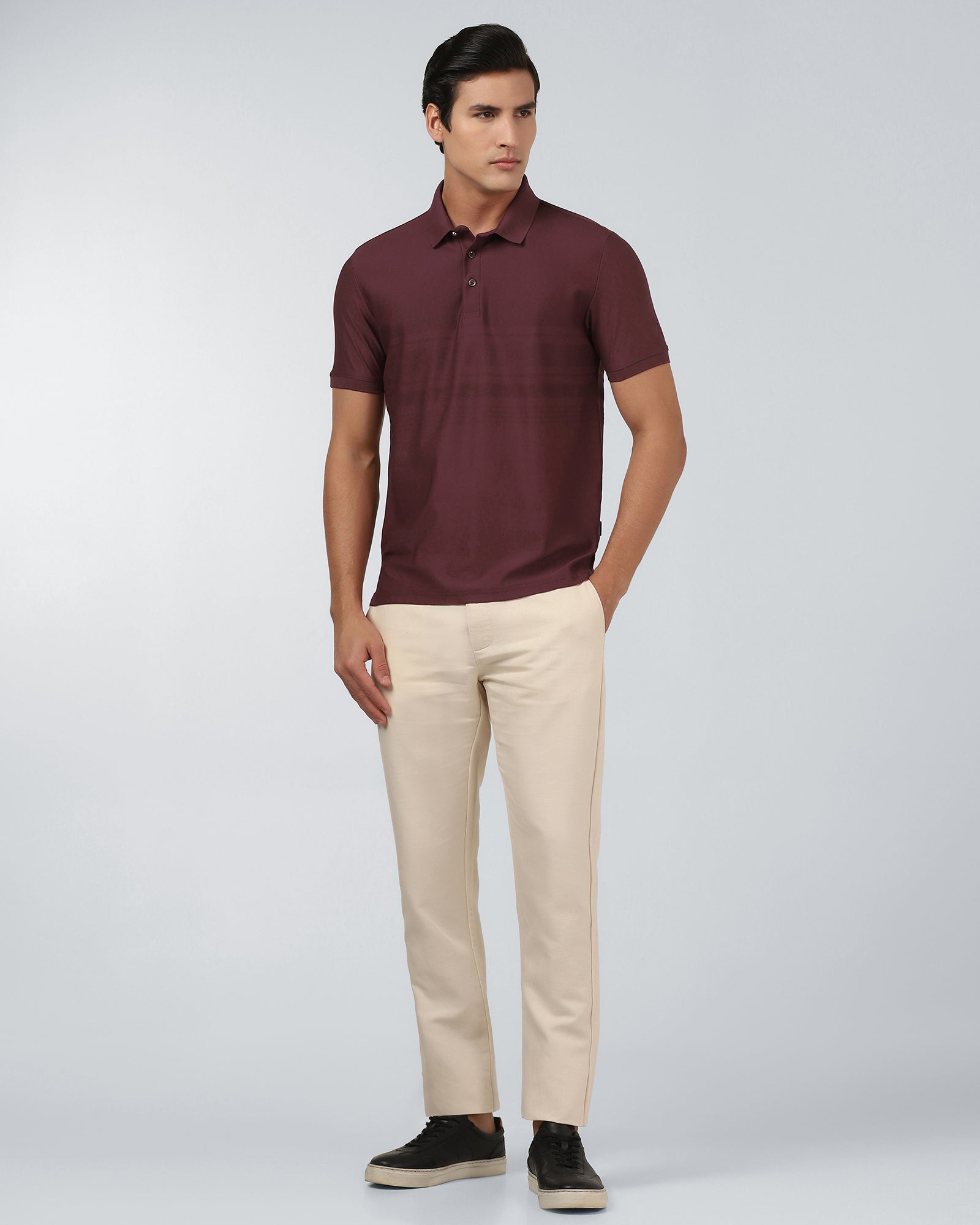Port Wine Textured Polo - Peek