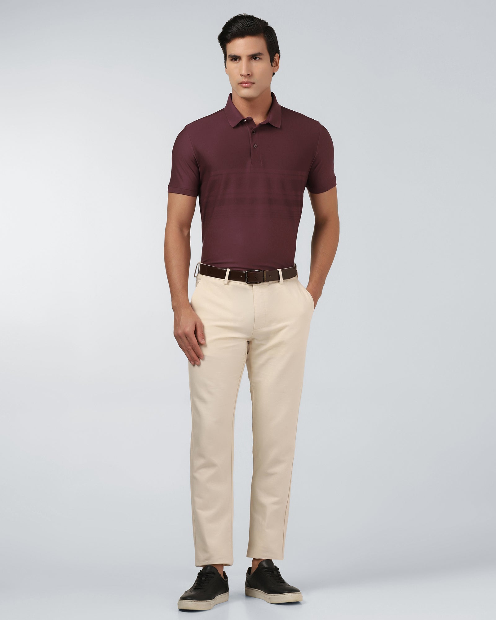 Port Wine Textured Polo - Peek