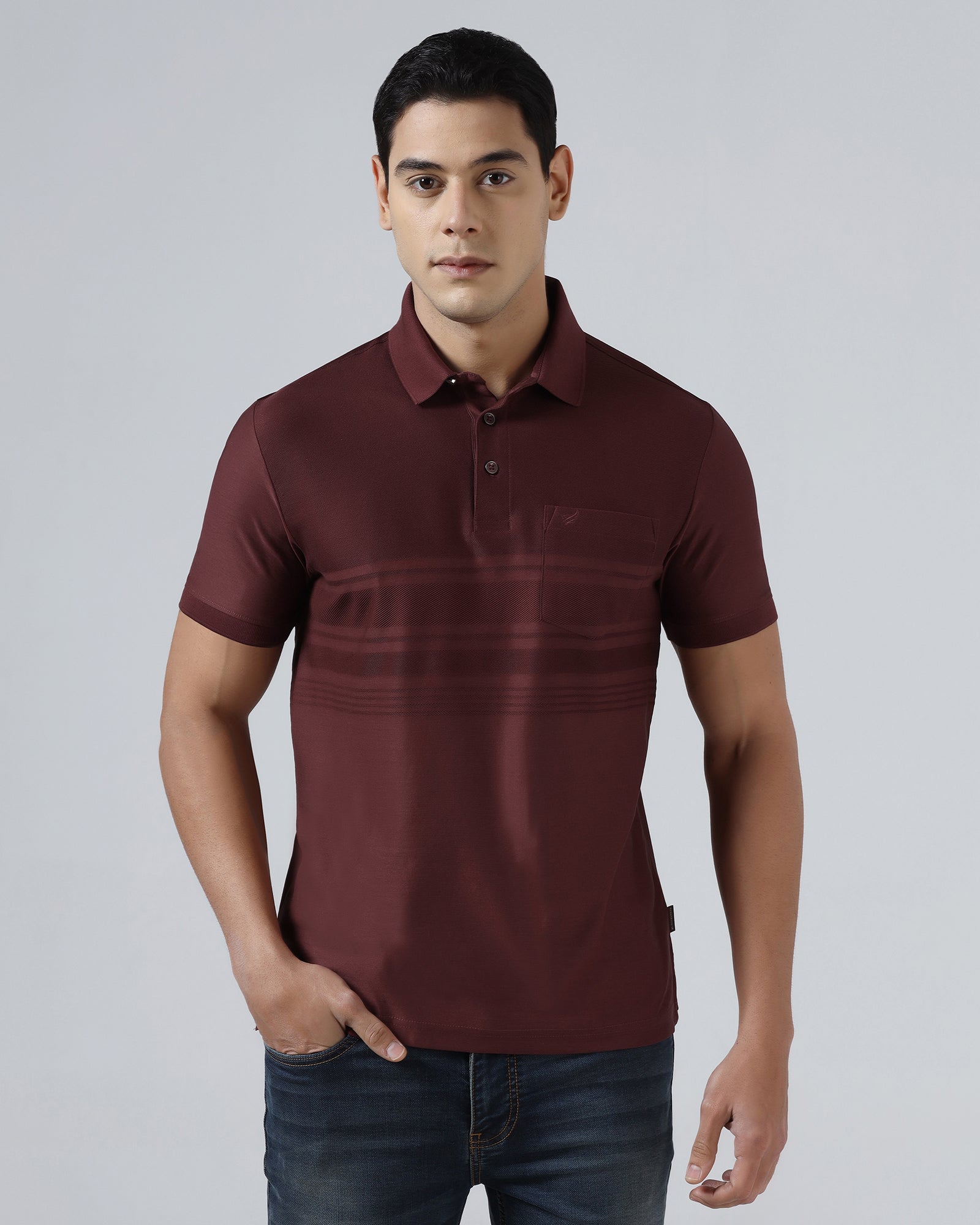Port Wine Textured Polo - Peek