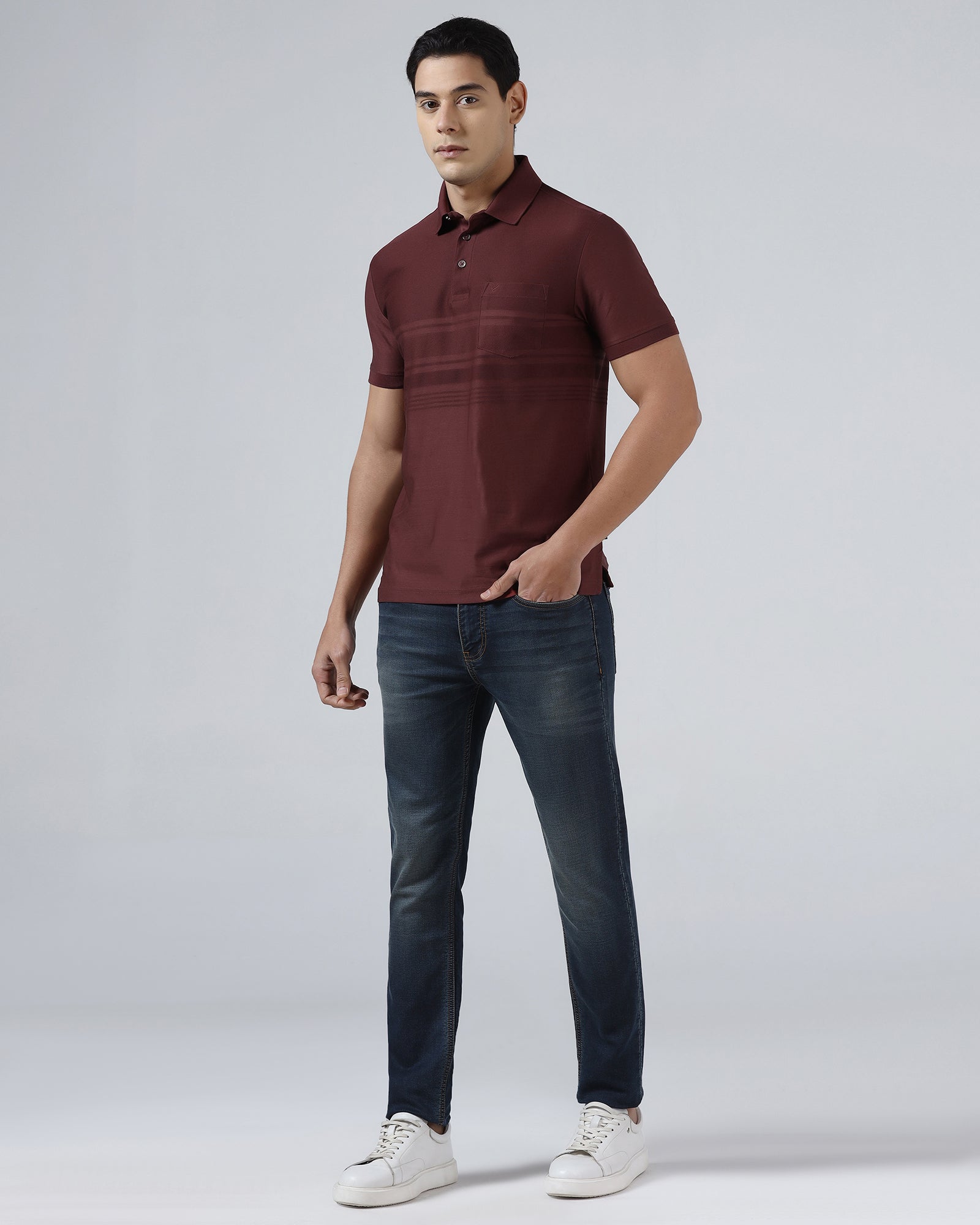 Port Wine Textured Polo - Peek