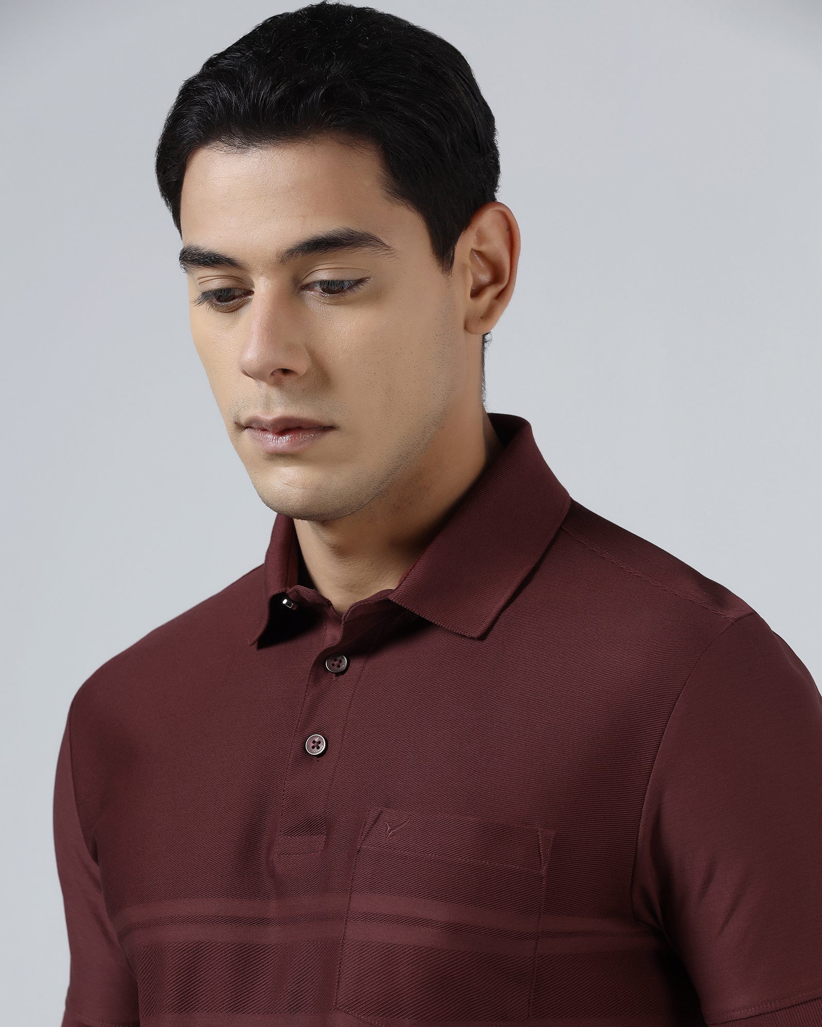 Port Wine Textured Polo - Peek