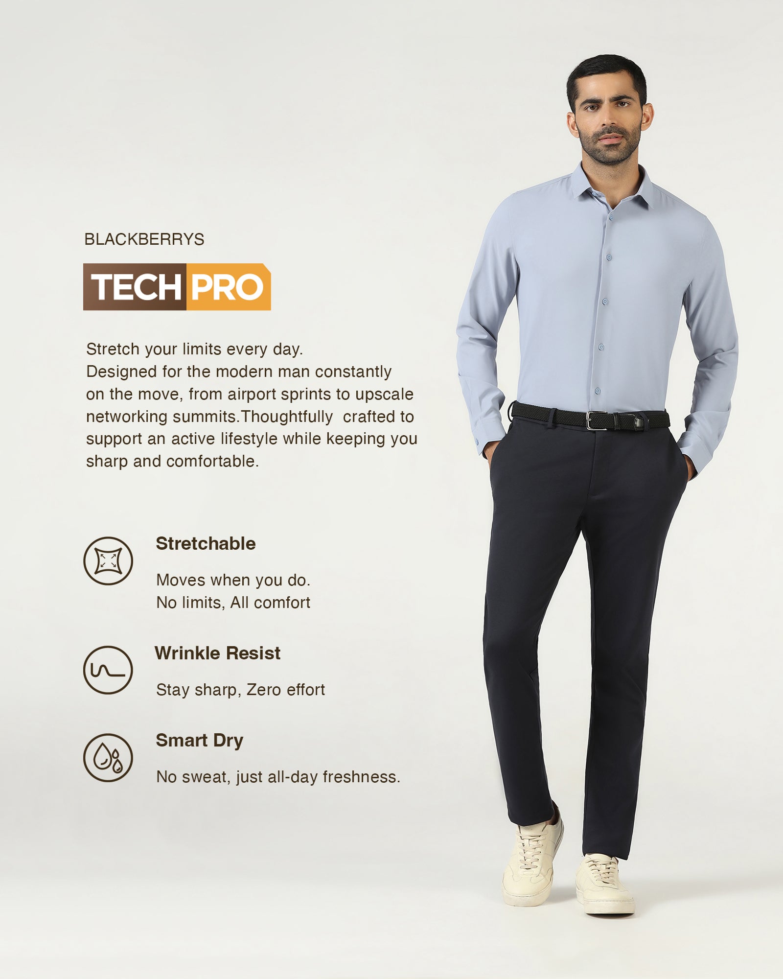 Powder Blue TechPro Solid Shirt - Shephard