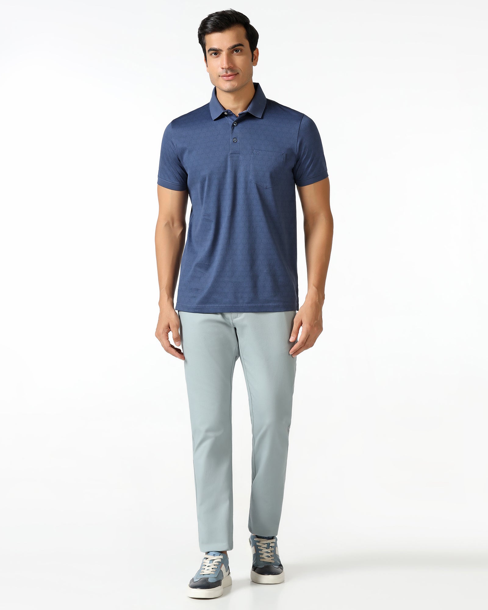 Powder Blue Textured Khakis - Cratuso
