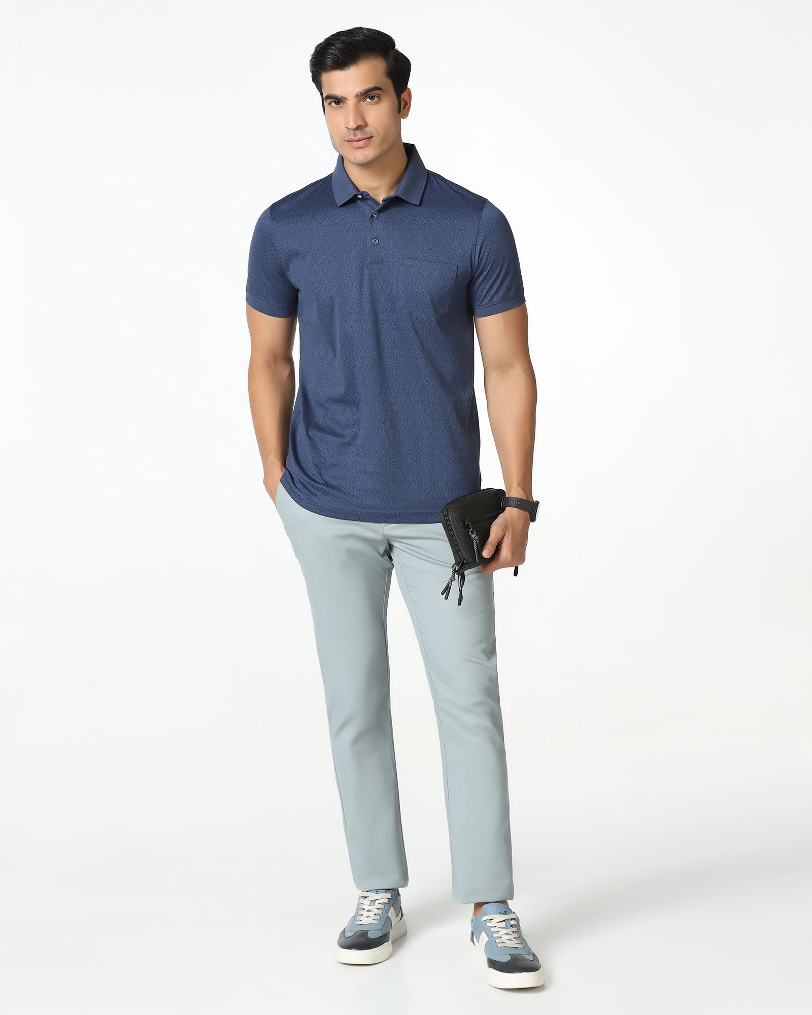 Powder Blue Textured Khakis - Cratuso