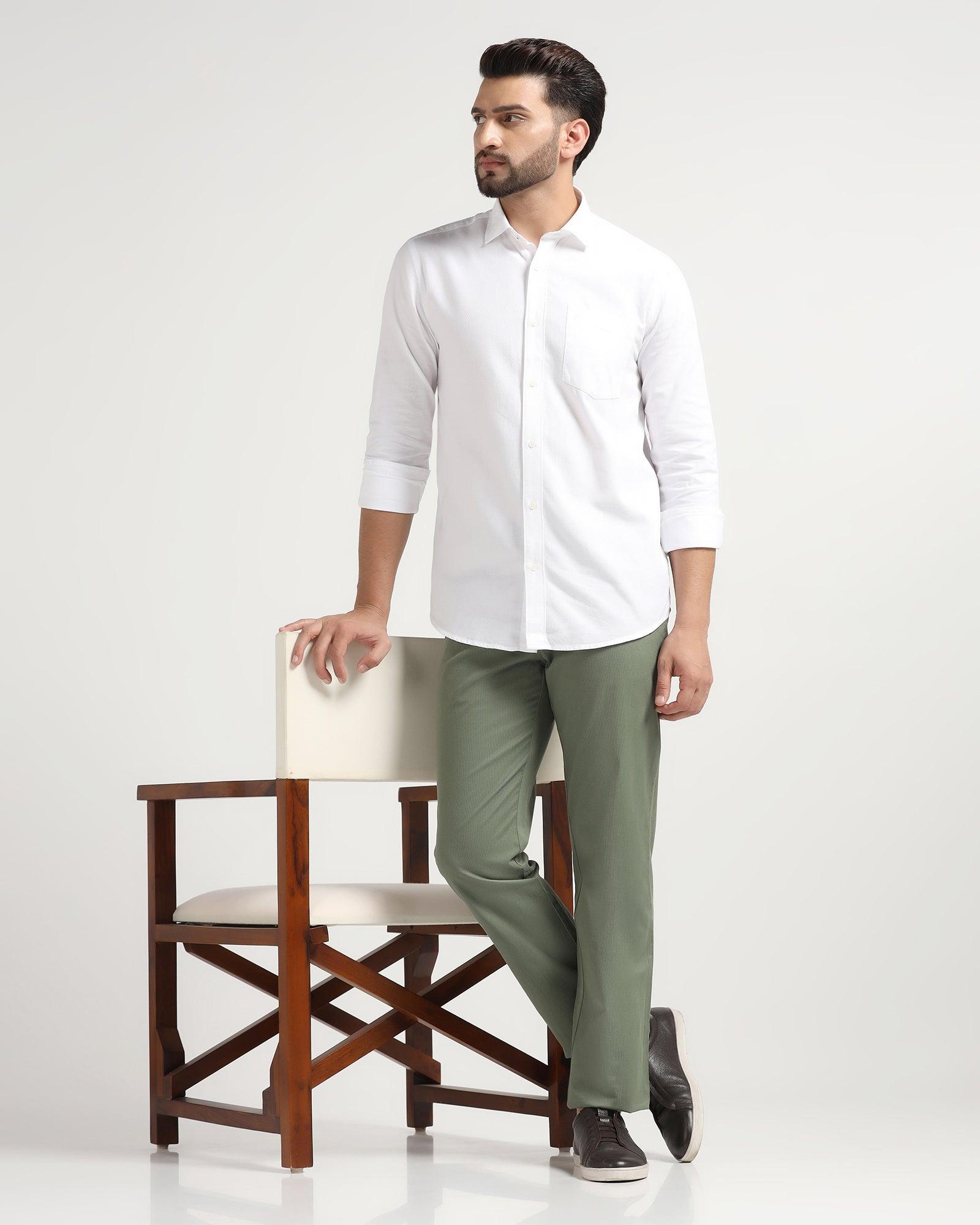 Straight B-90 Casual Olive Printed Khakis - Kris - Blackberrys