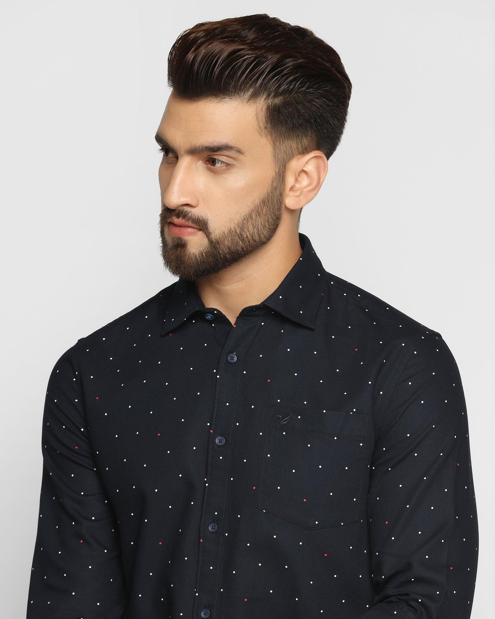 Printed Casual Shirt In Navy (Cato) - Blackberrys