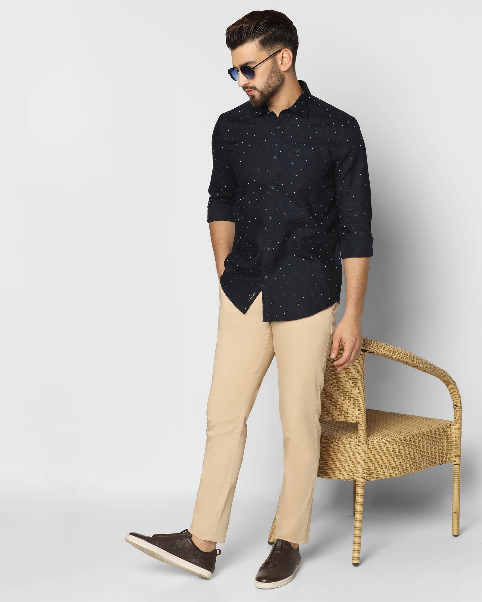 Printed Casual Shirt In Navy (Cato) - Blackberrys