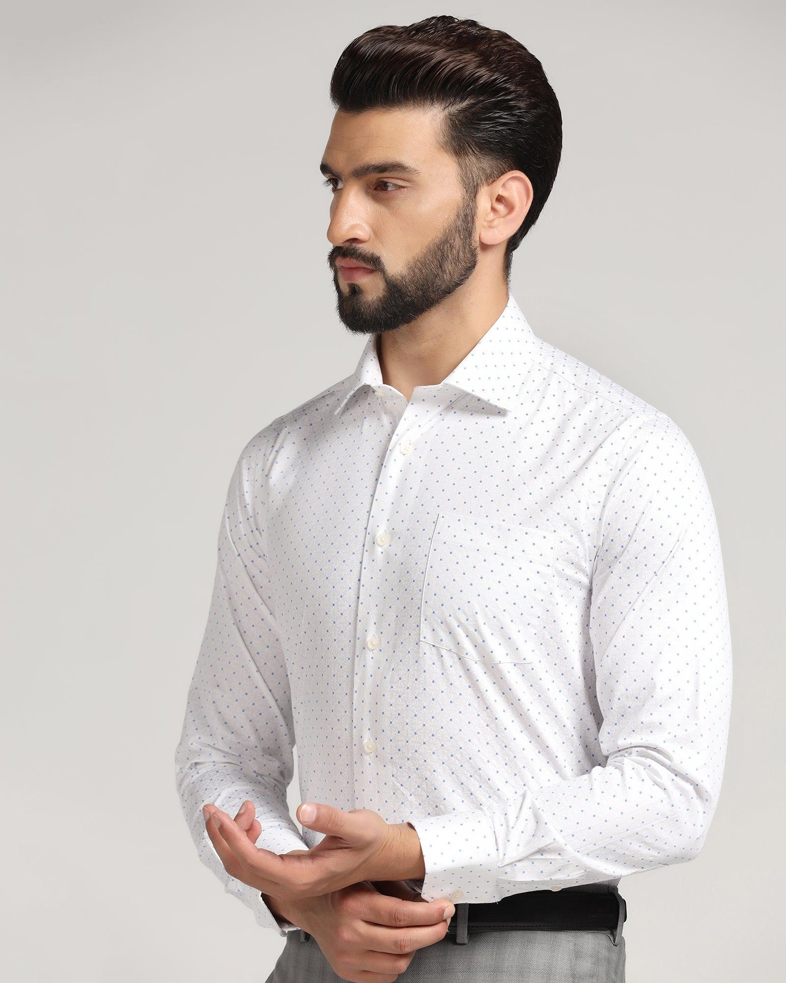Formal White Printed Shirt - Paris - Blackberrys