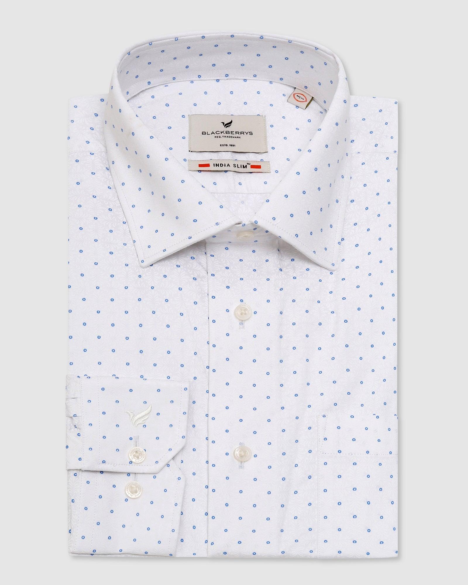 Formal White Printed Shirt - Paris - Blackberrys
