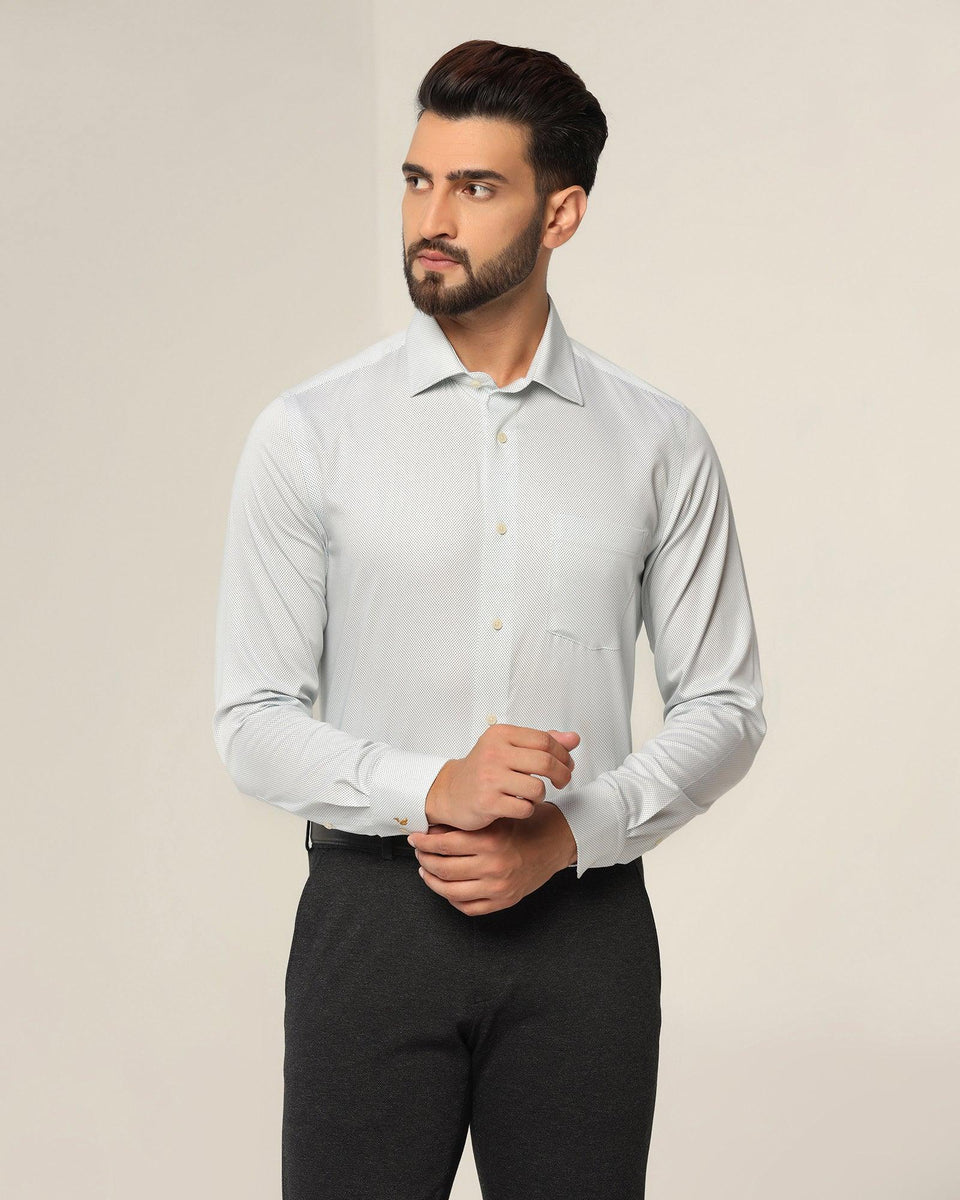 white printed formal shirt