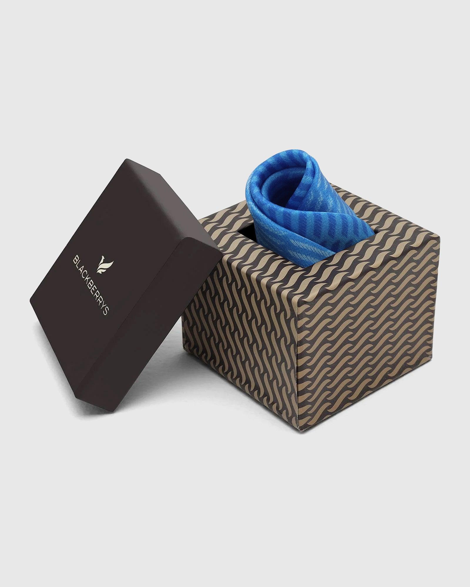 Silk Blue Printed Pocket Square - Toyota - Blackberrys