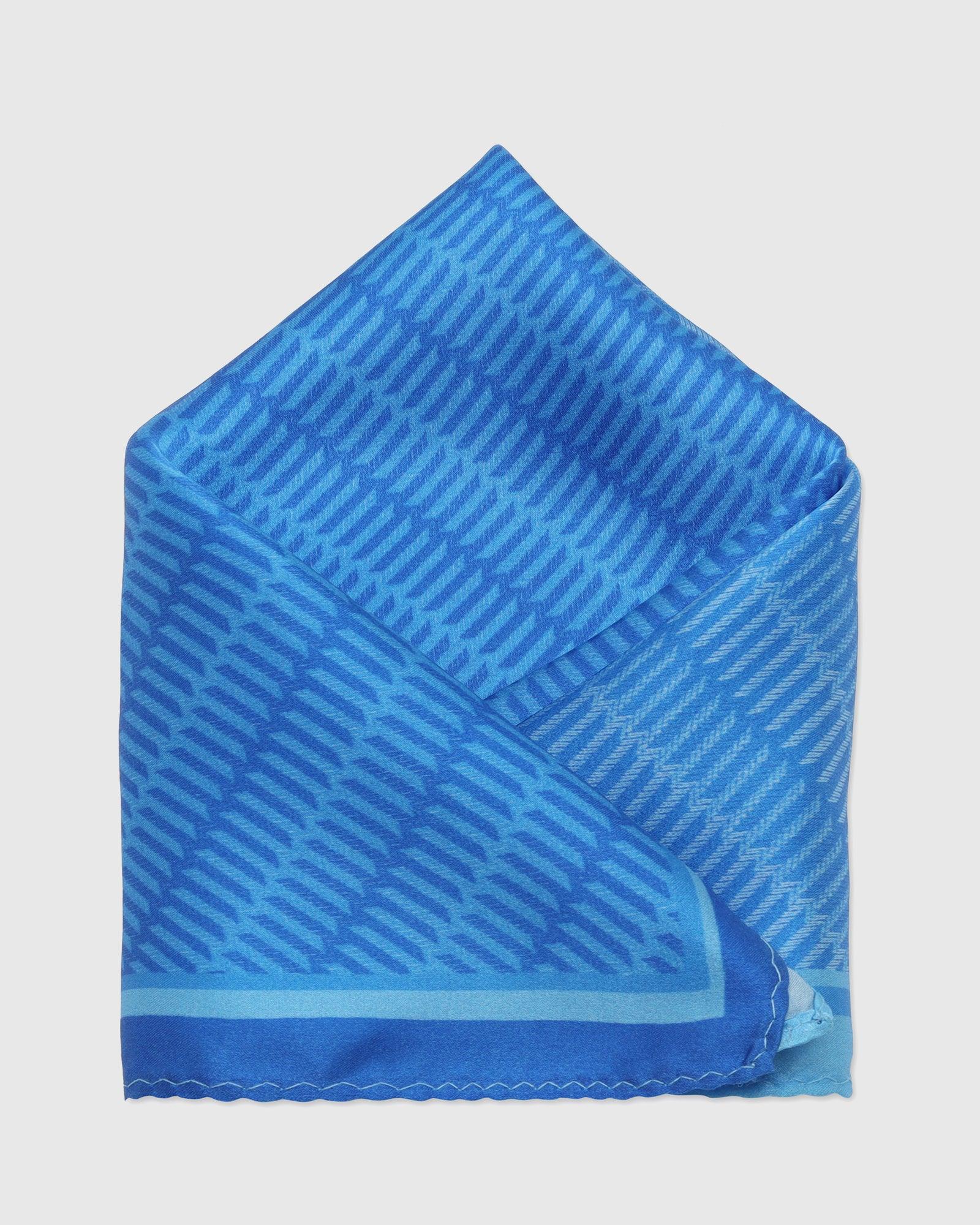 Silk Blue Printed Pocket Square - Toyota - Blackberrys