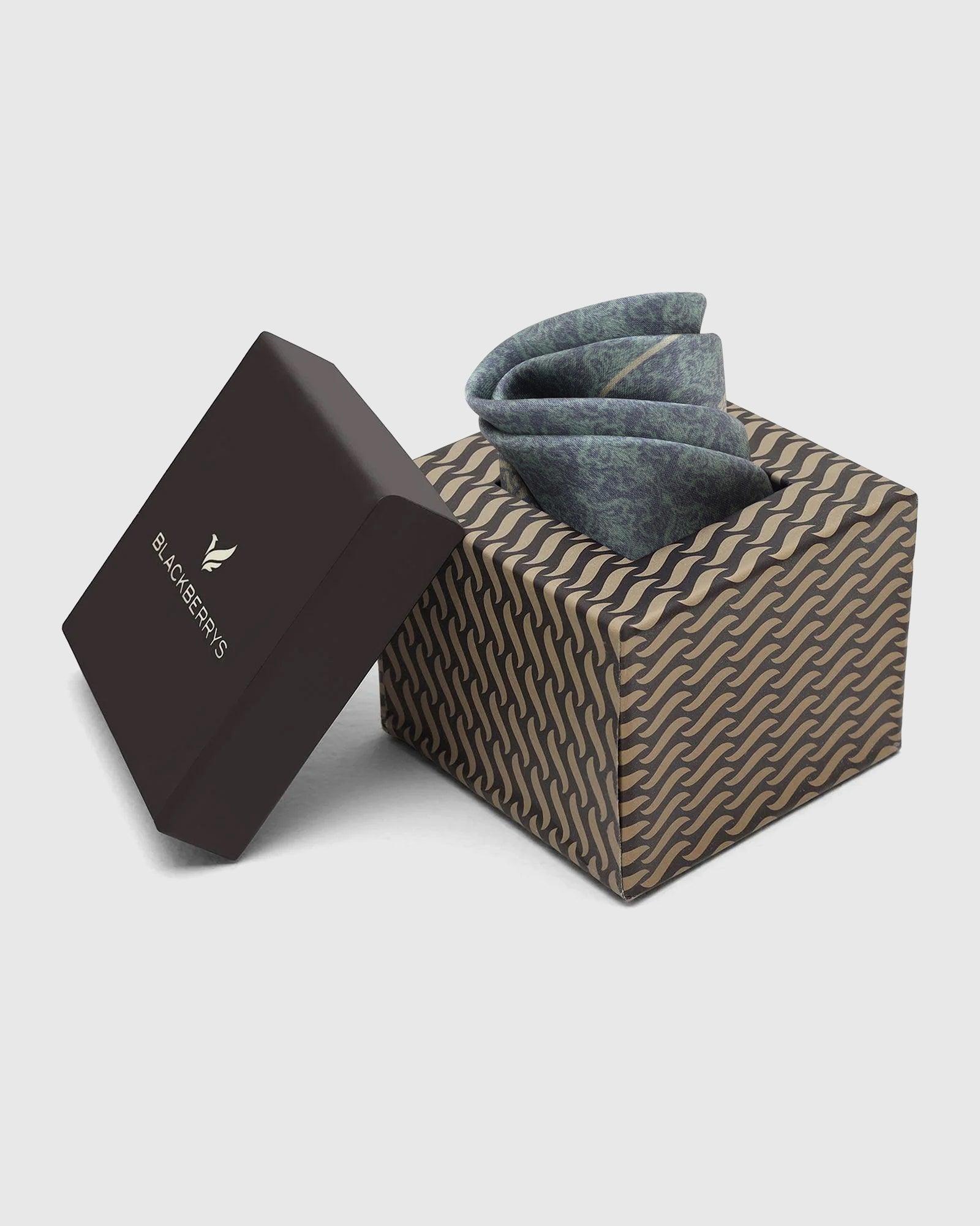 Silk Forest Green Printed Pocket Square - Tulip - Blackberrys