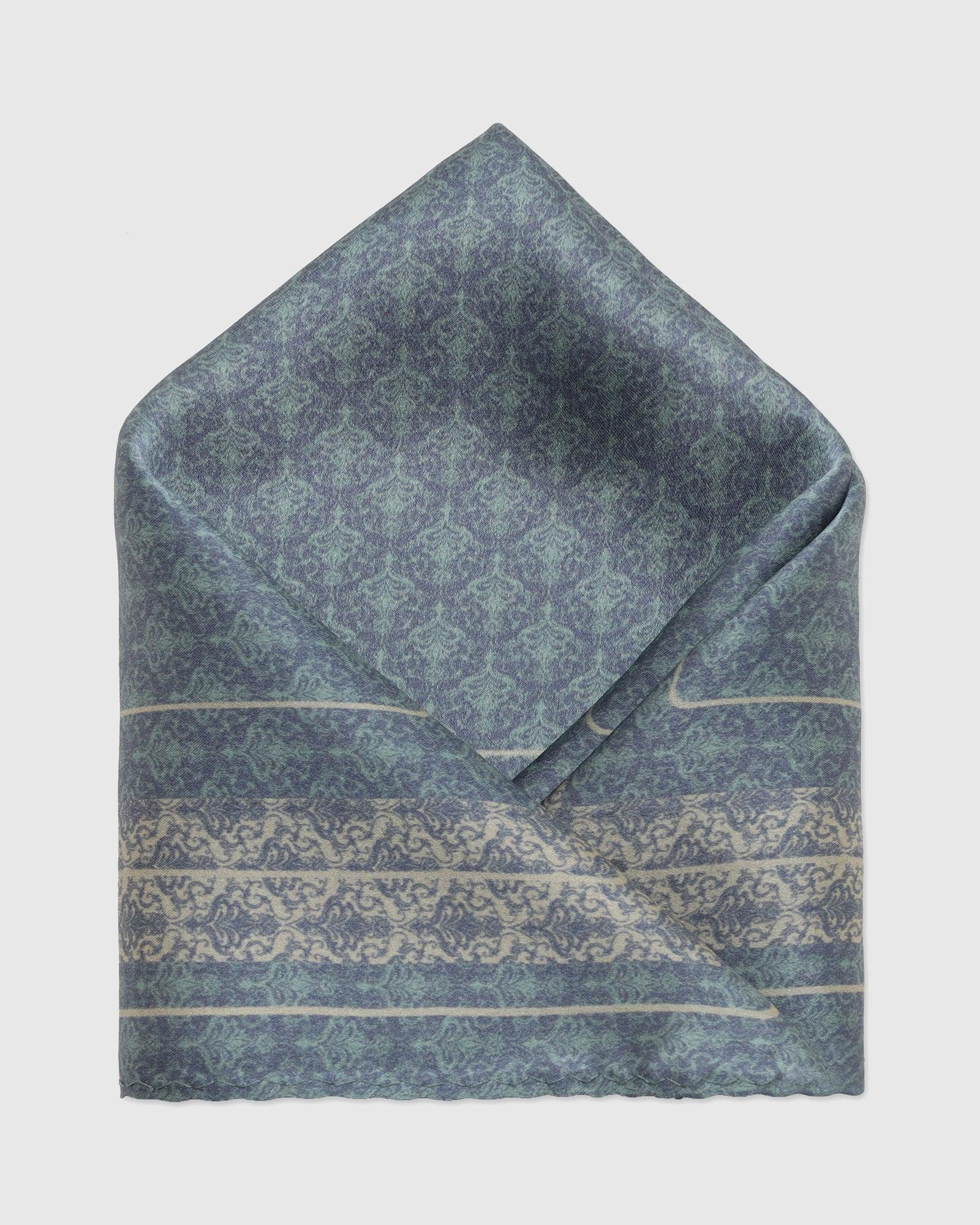 Silk Forest Green Printed Pocket Square - Tulip - Blackberrys