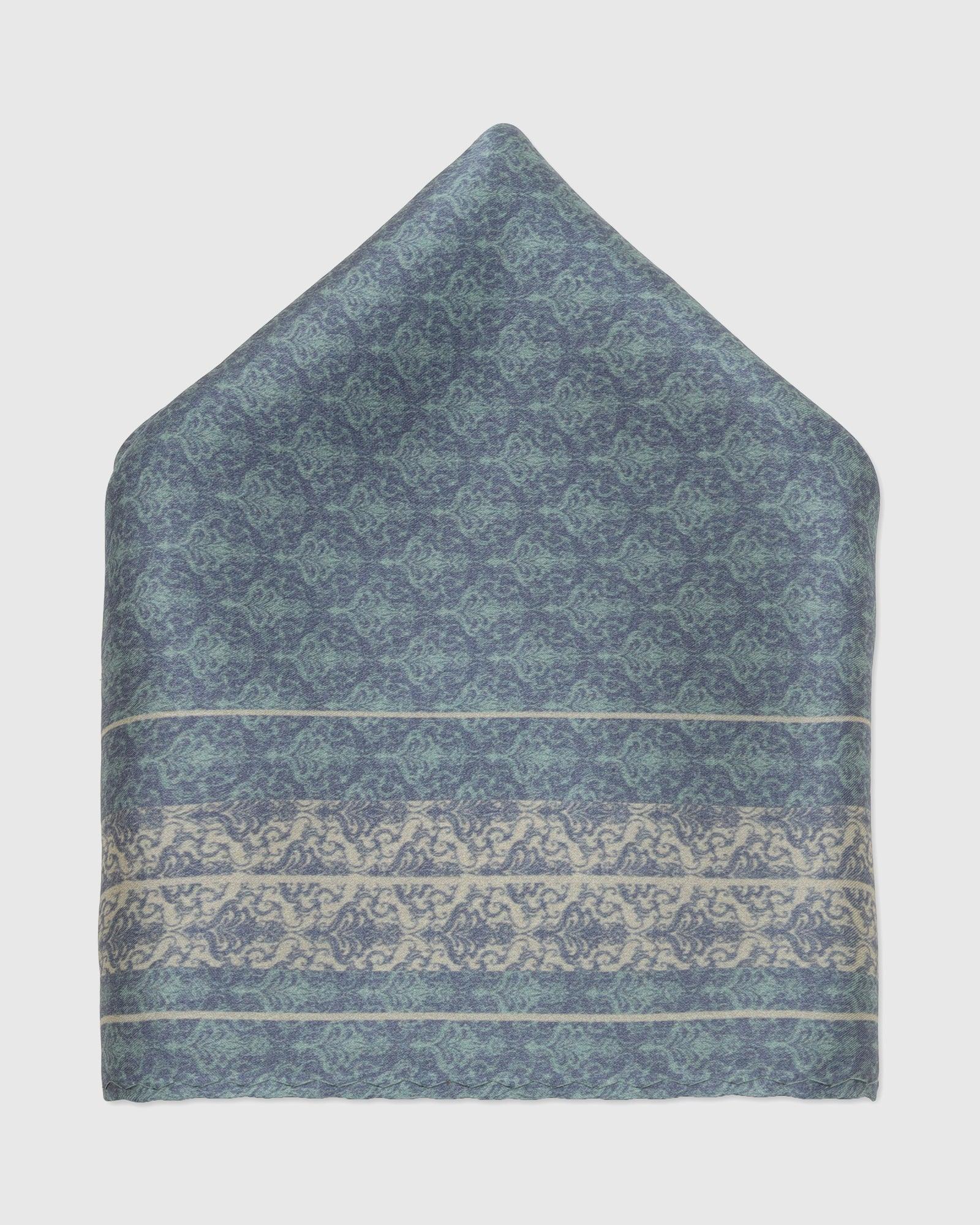 Silk Forest Green Printed Pocket Square - Tulip - Blackberrys