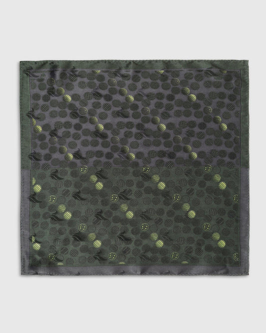 Green Black 100% Silk Printed Pocket Square - Ted