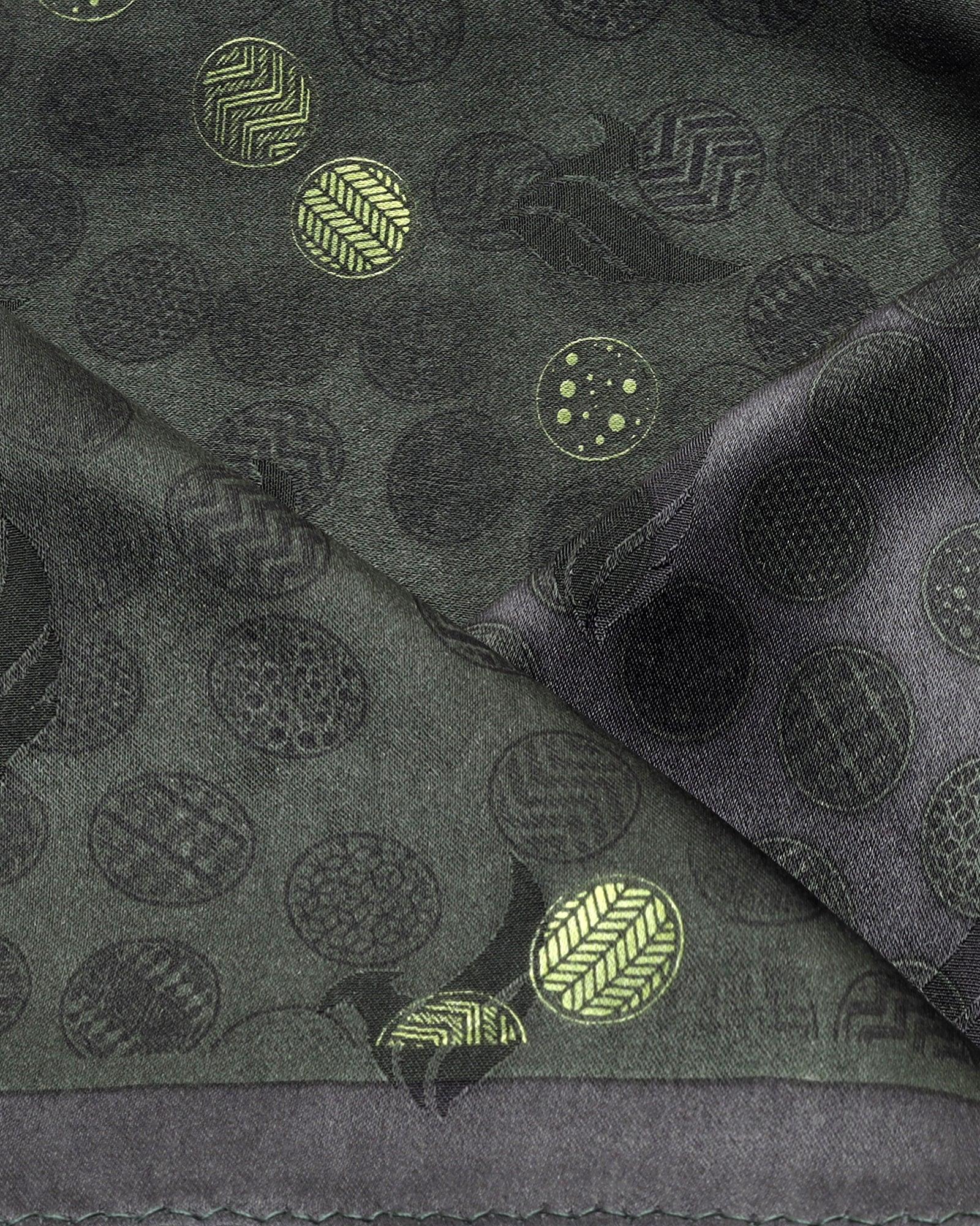 Silk Green Black Printed Pocket Square - Ted - Blackberrys