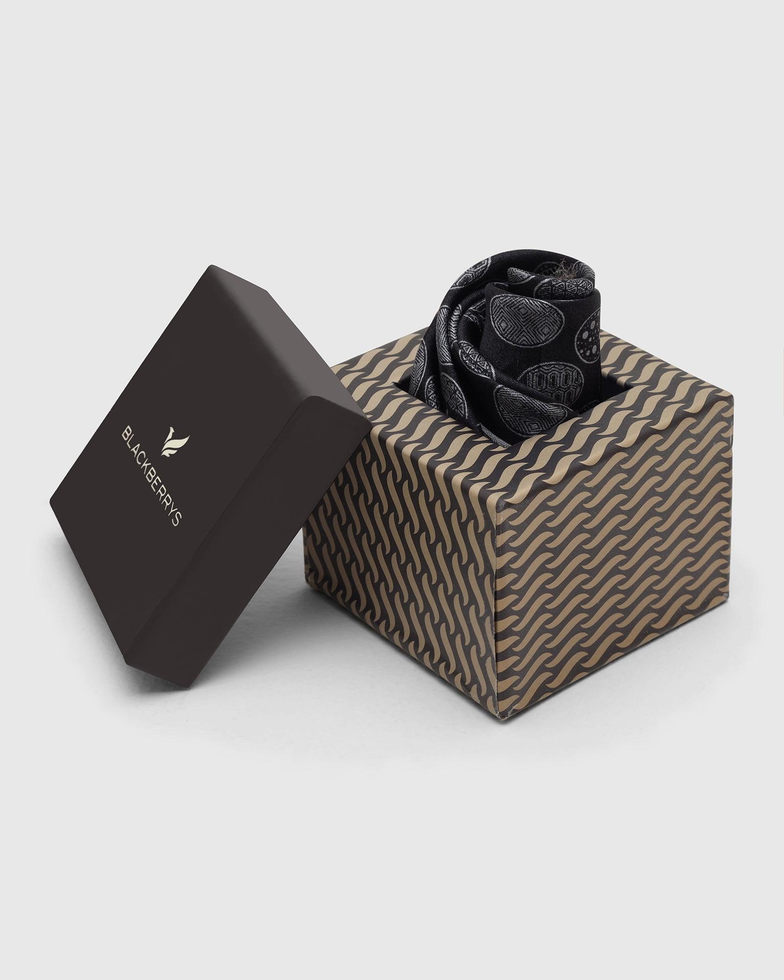 Silk Grey Printed Pocket Square - Ted - Blackberrys