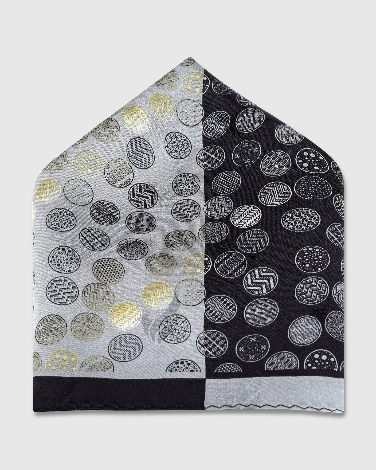 Silk Grey Printed Pocket Square - Ted - Blackberrys