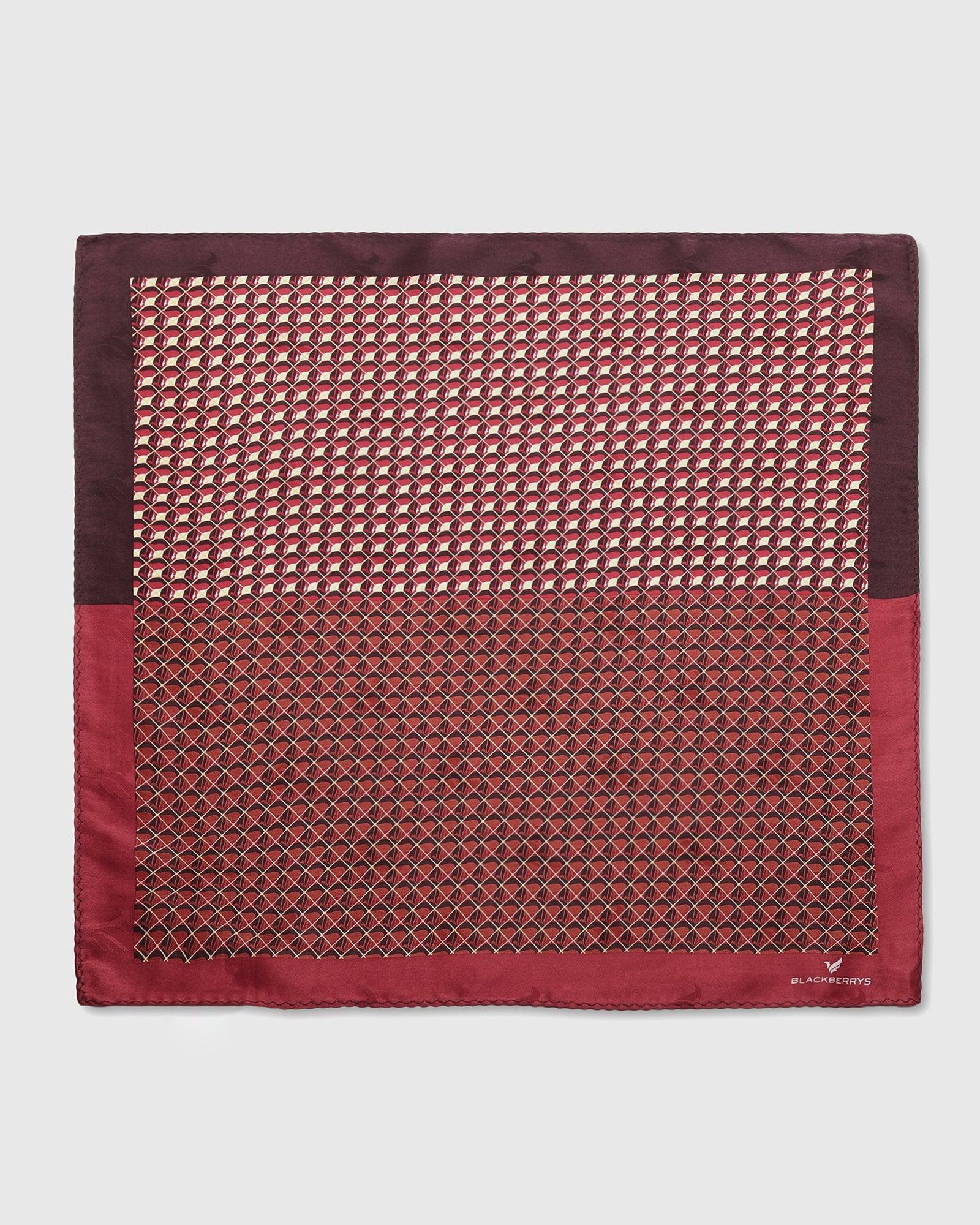 Maroon 100% Silk Printed Pocket Square - Turner