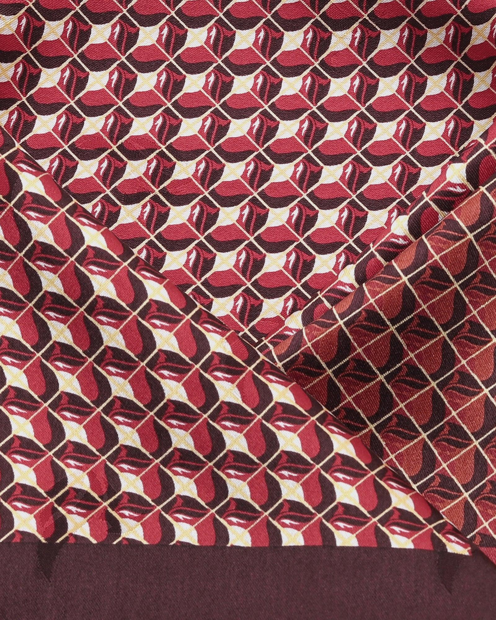 Silk Maroon Printed Pocket Square - Turner - Blackberrys