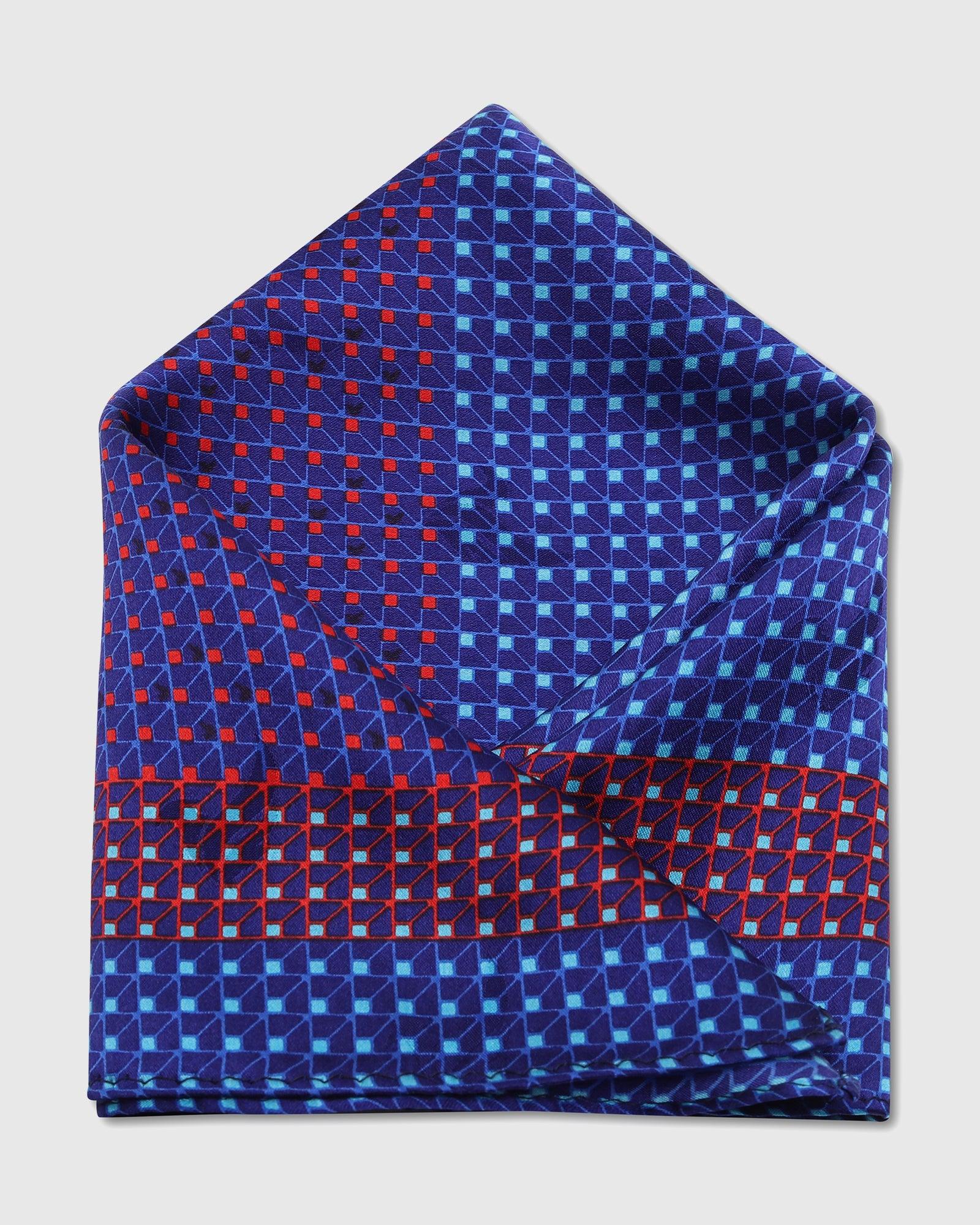 Silk Navy Printed Pocket Square - Tylell - Blackberrys