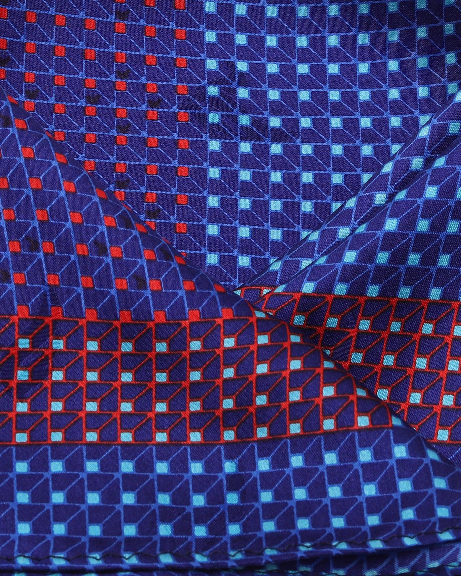 Silk Navy Printed Pocket Square - Tylell - Blackberrys