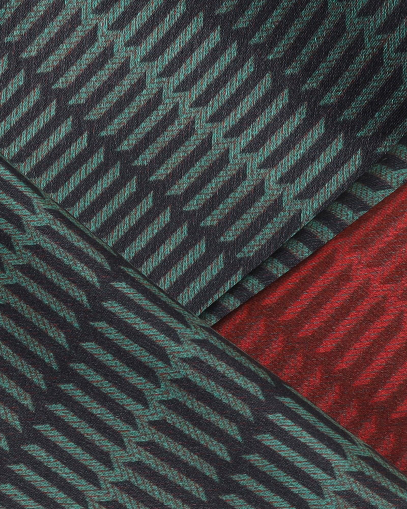 Silk Red Green Printed Pocket Square - Toyota - Blackberrys