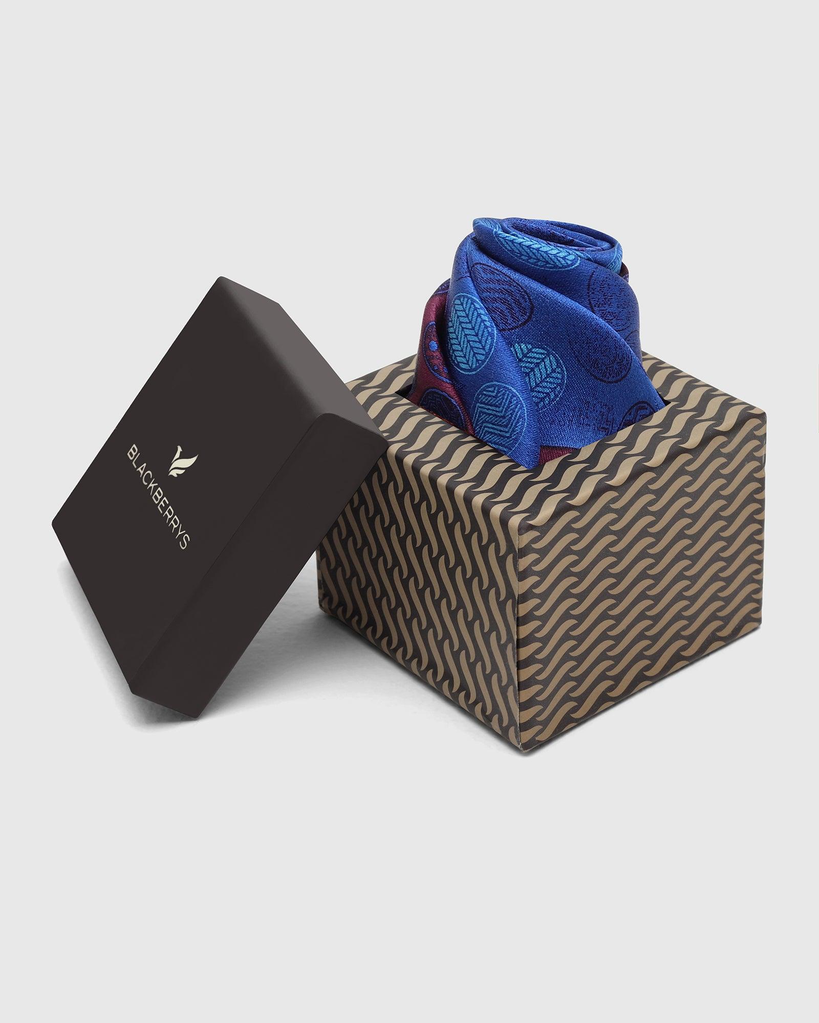 Silk Red Navy Printed Pocket Square - Ted - Blackberrys