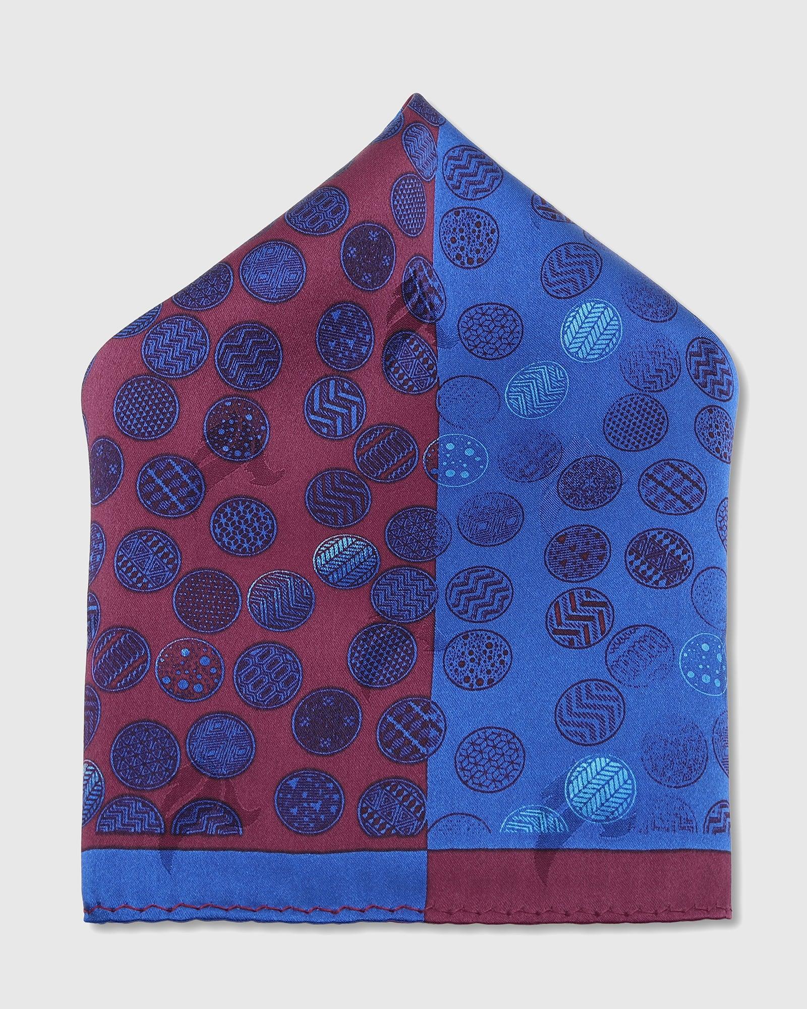 Silk Red Navy Printed Pocket Square - Ted - Blackberrys
