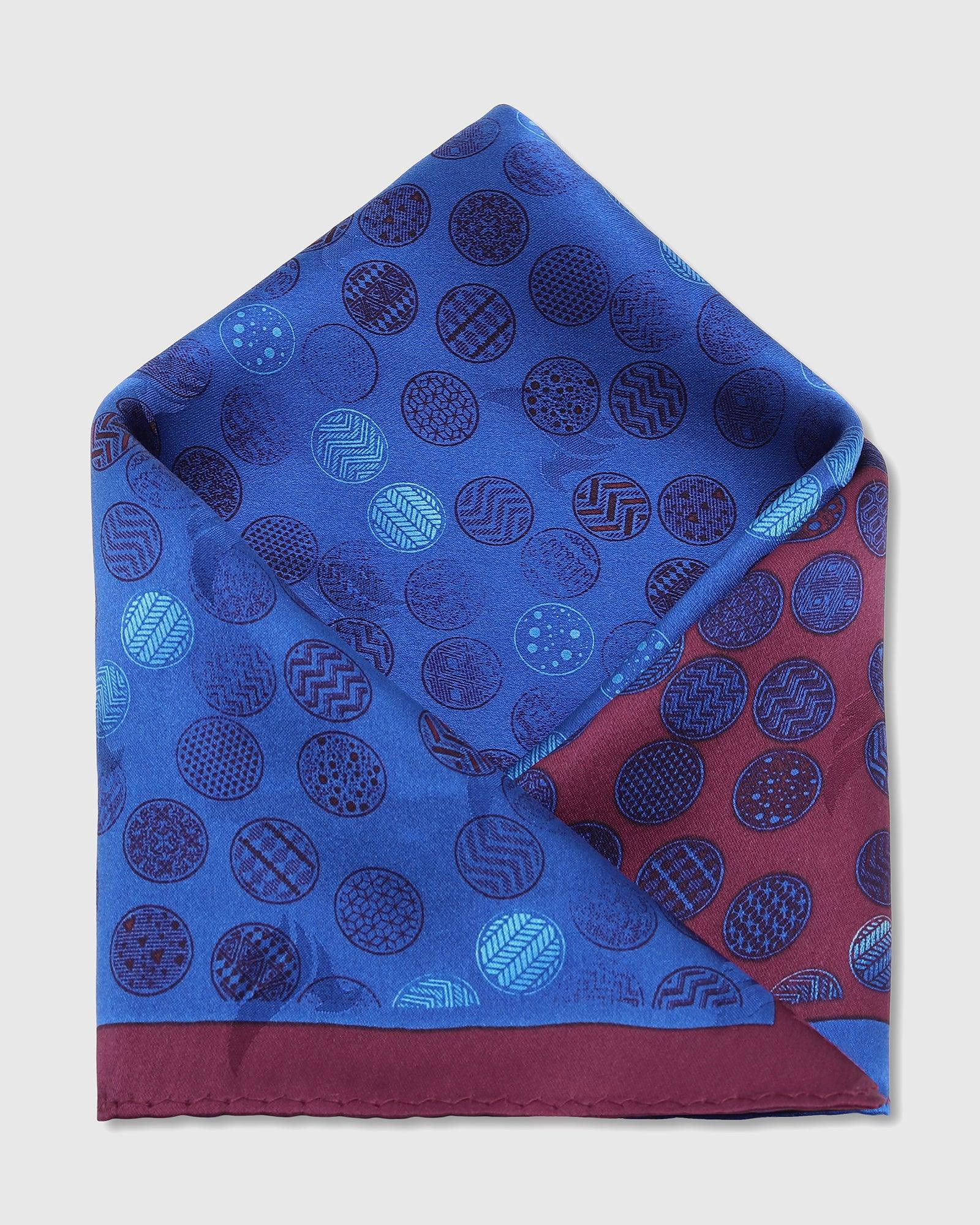 Silk Red Navy Printed Pocket Square - Ted - Blackberrys
