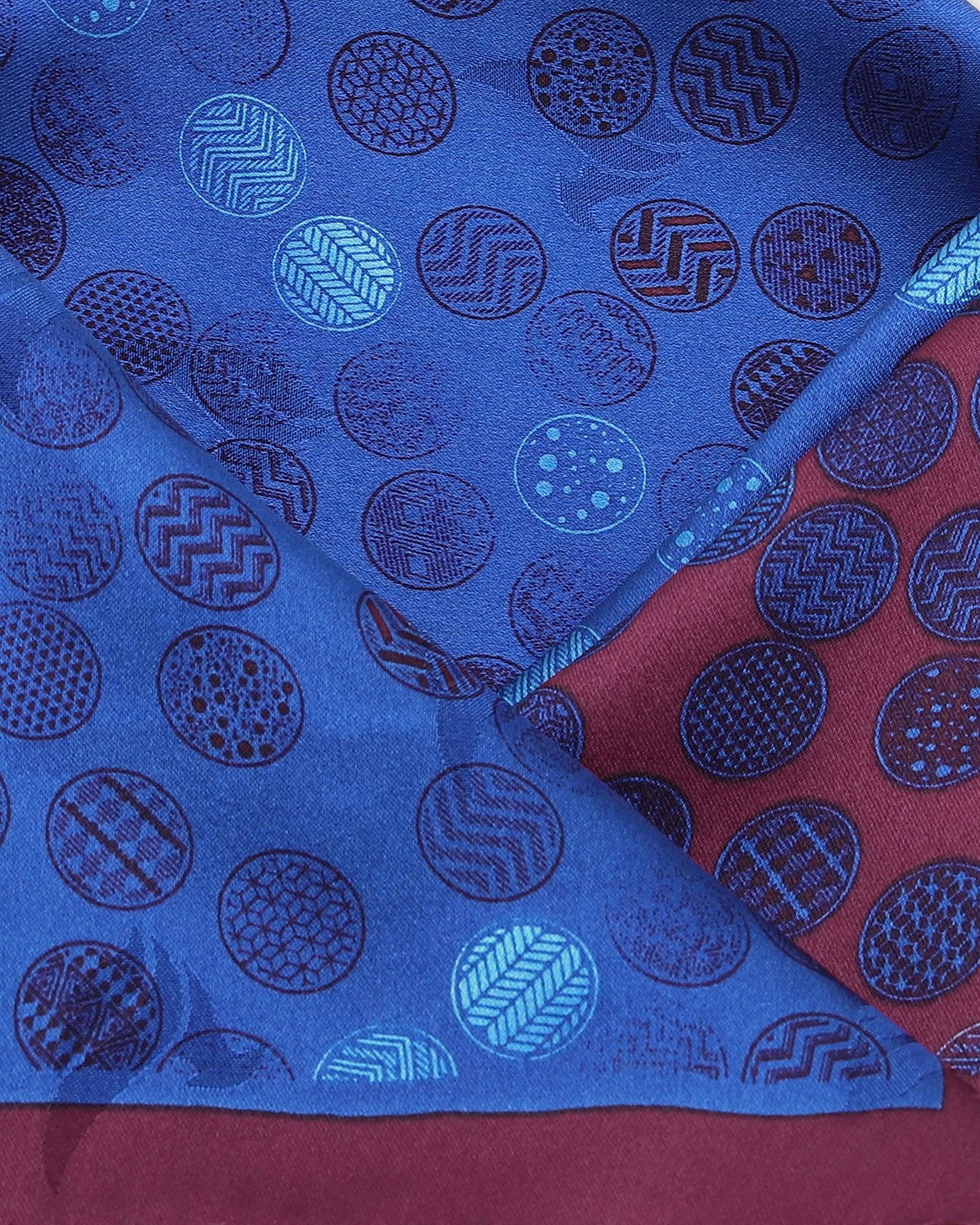 Silk Red Navy Printed Pocket Square - Ted - Blackberrys