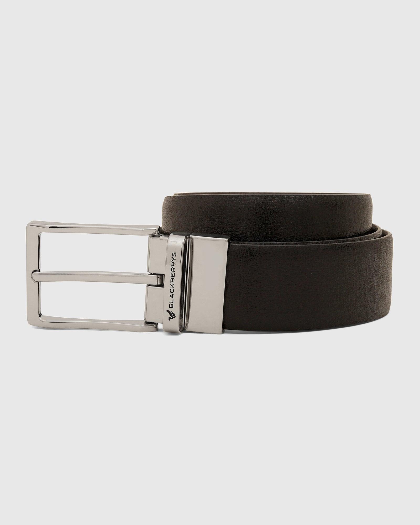 Leather Reversible Black & Brown Printed Belt - New Plum