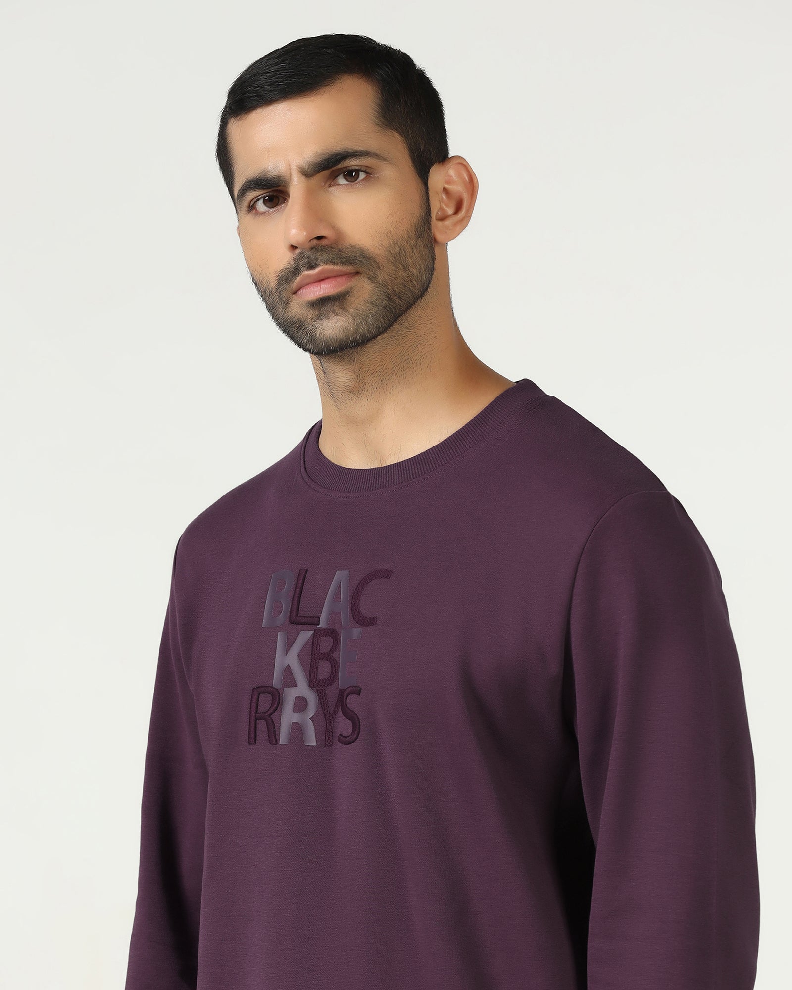 Purple Crew Neck Solid Sweatshirt - Deck