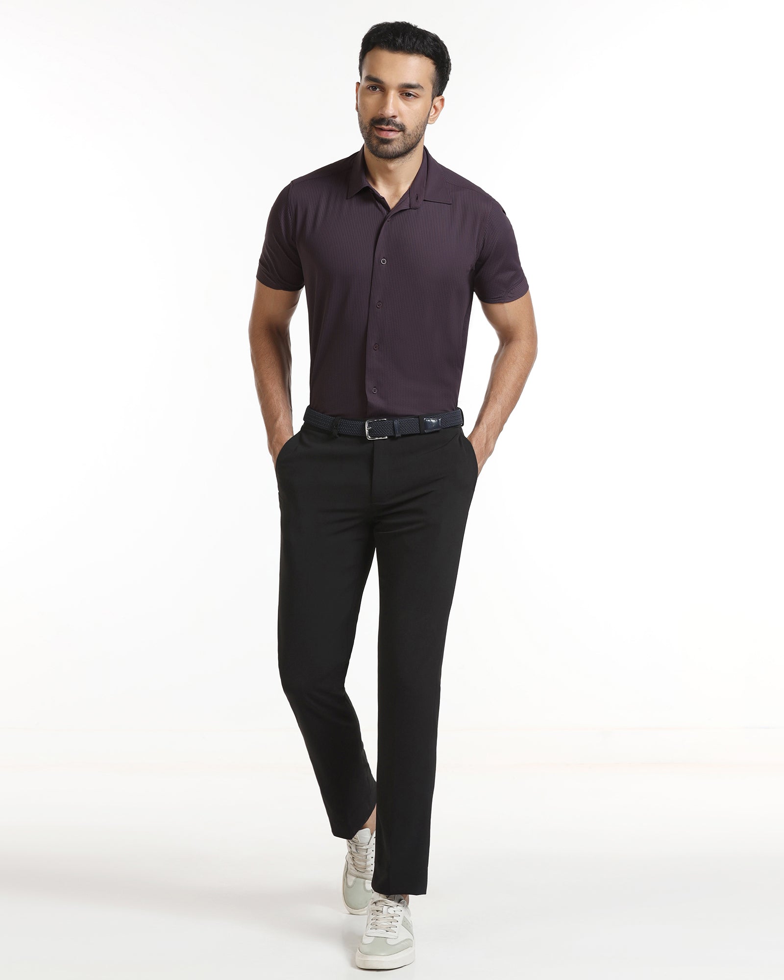 Purple Half Sleeve TechPro Stripe Shirt - Civil