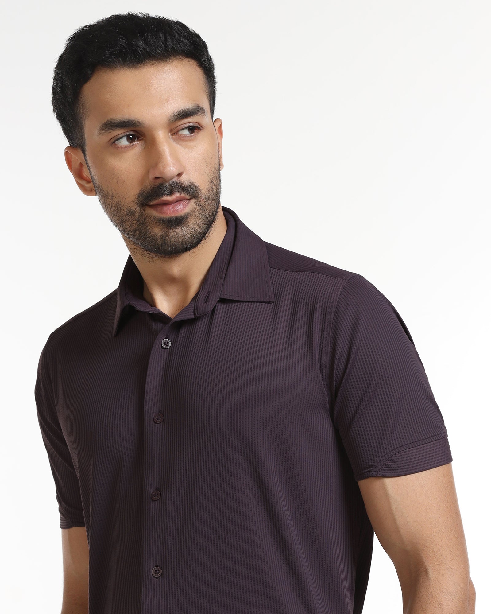 Purple Half Sleeve TechPro Stripe Shirt - Civil