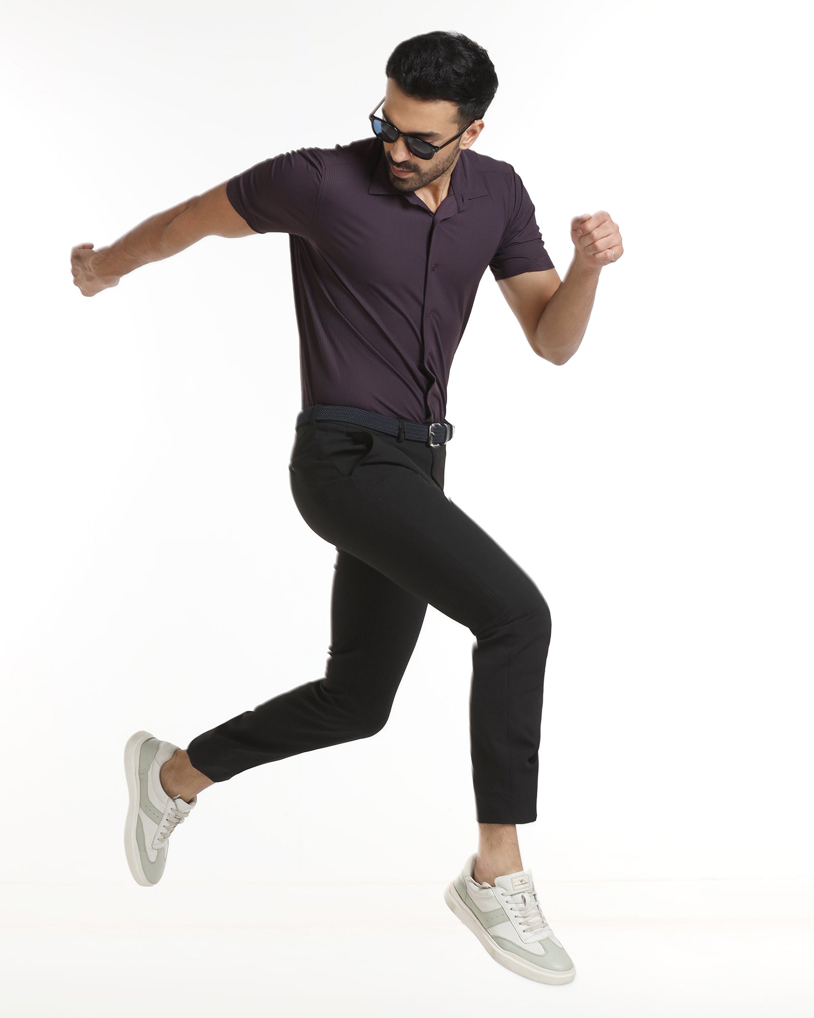 Purple Half Sleeve TechPro Stripe Shirt - Civil