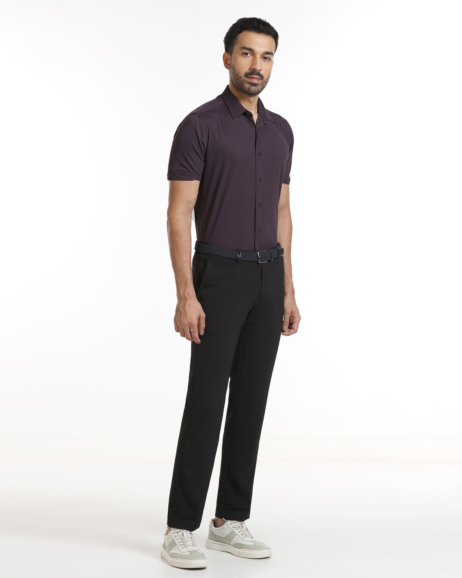 Purple Half Sleeve TechPro Stripe Shirt - Civil