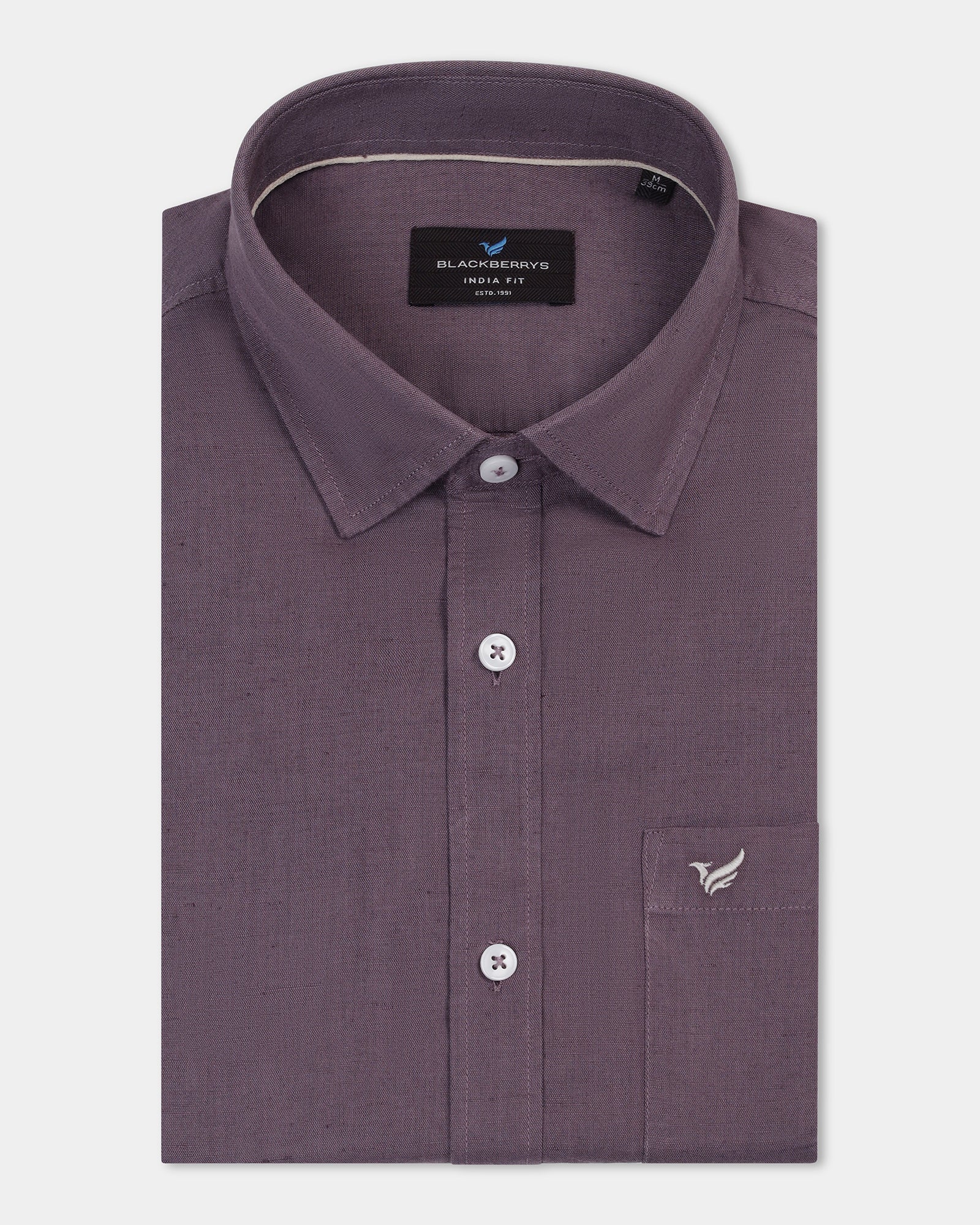 Purple Linen Solid Shirt - Cleo