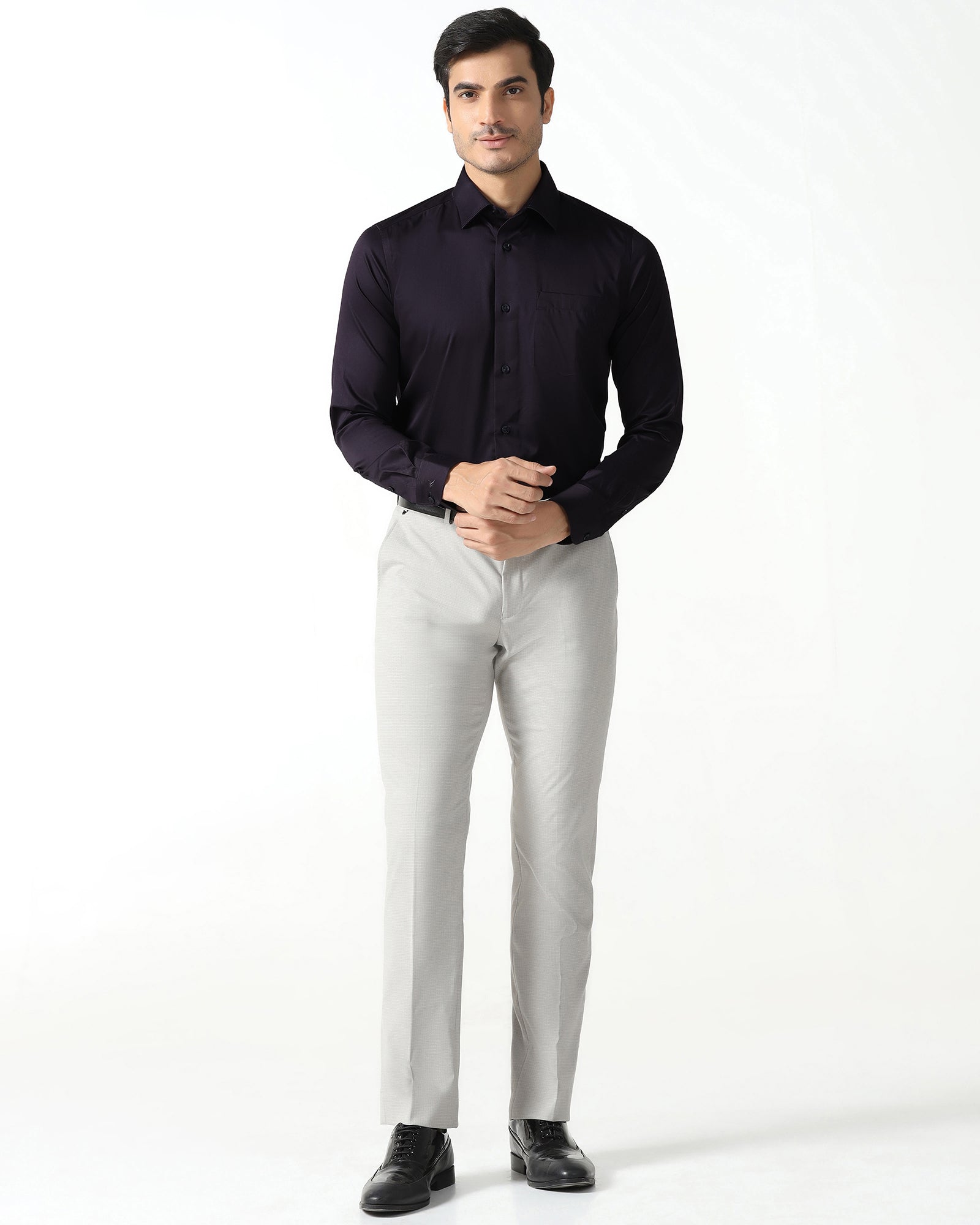 Purple Non Iron Solid Shirt - Sylvia