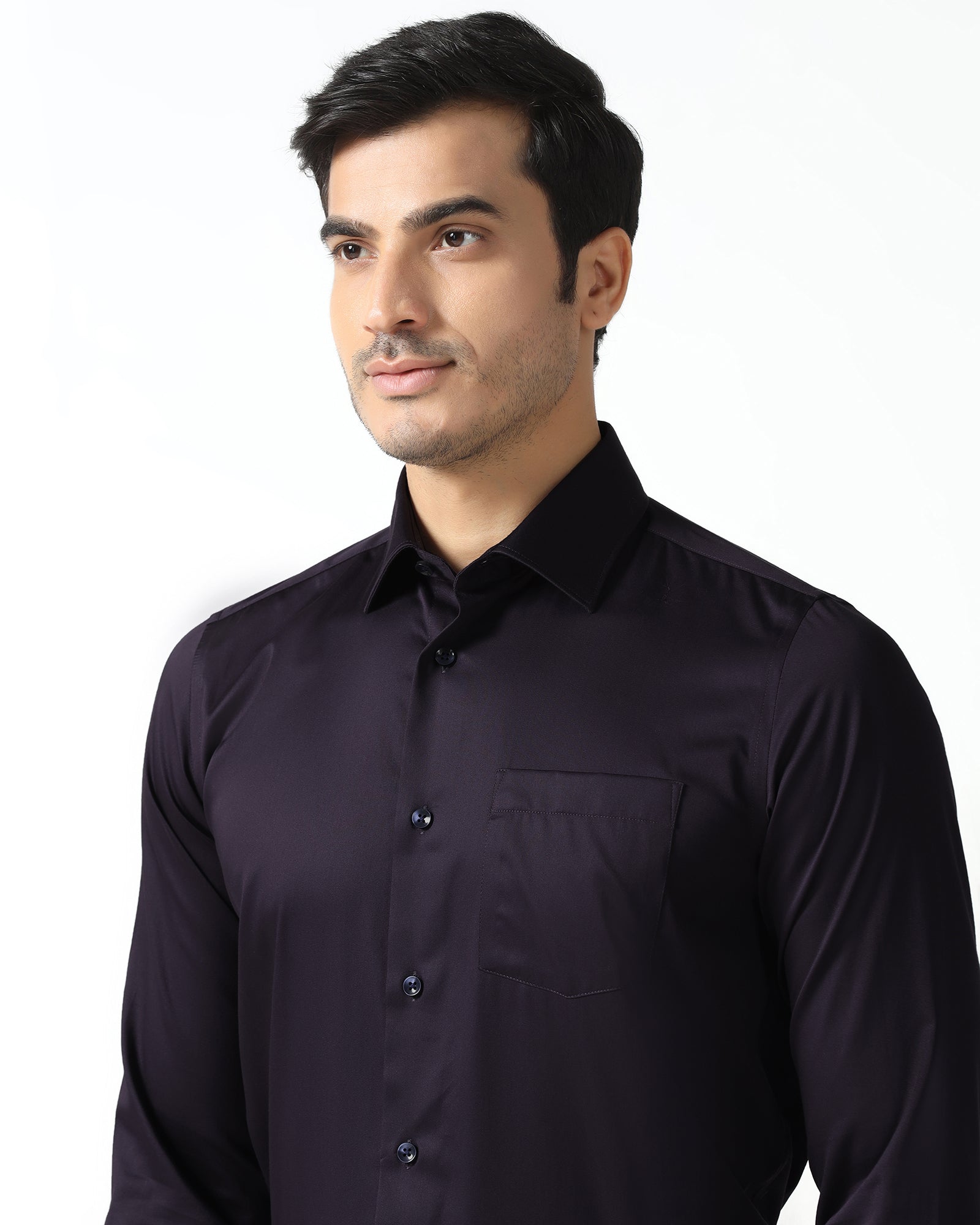 Purple Non Iron Solid Shirt - Sylvia