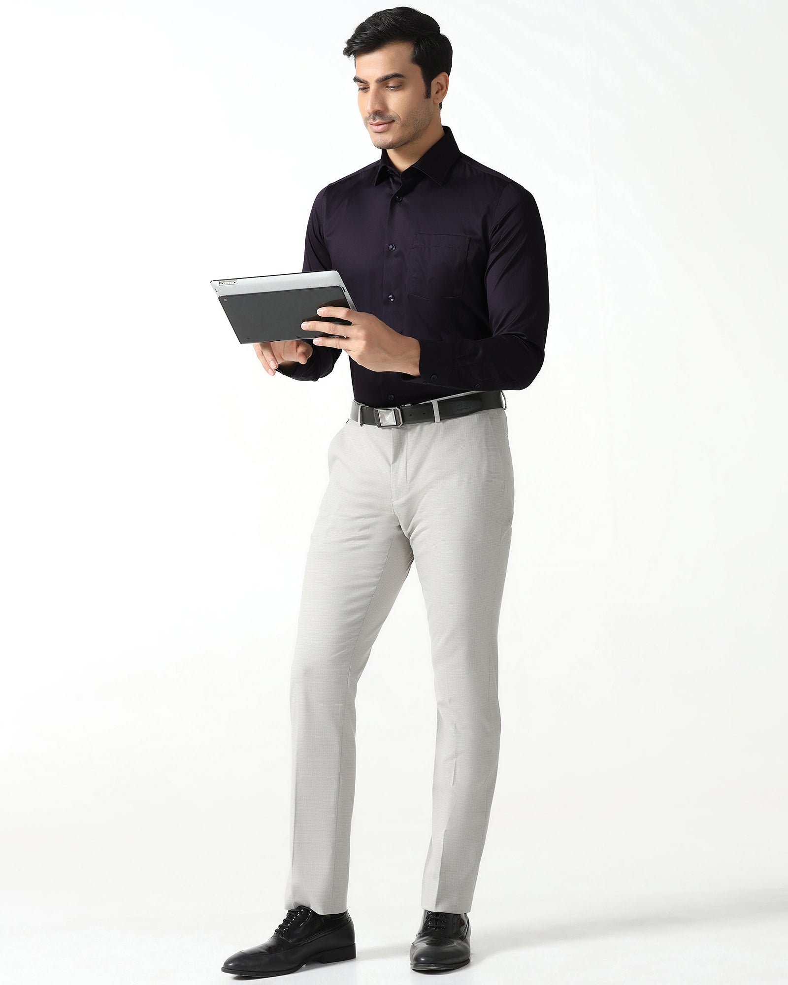 Purple Non Iron Solid Shirt - Sylvia