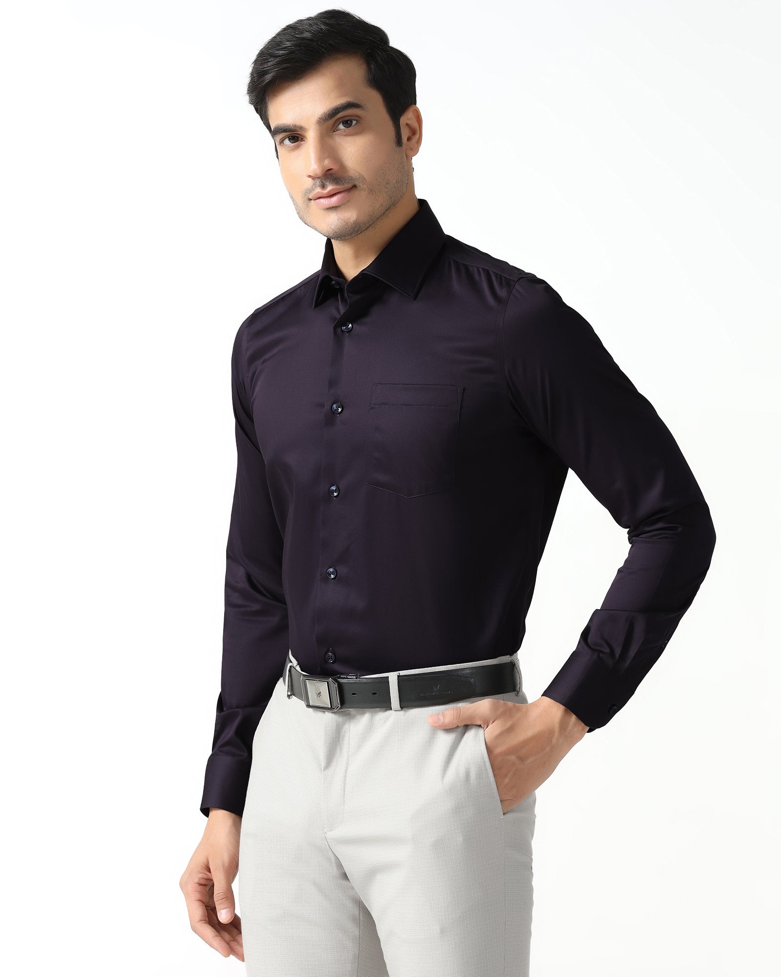 Purple Non Iron Solid Shirt - Sylvia