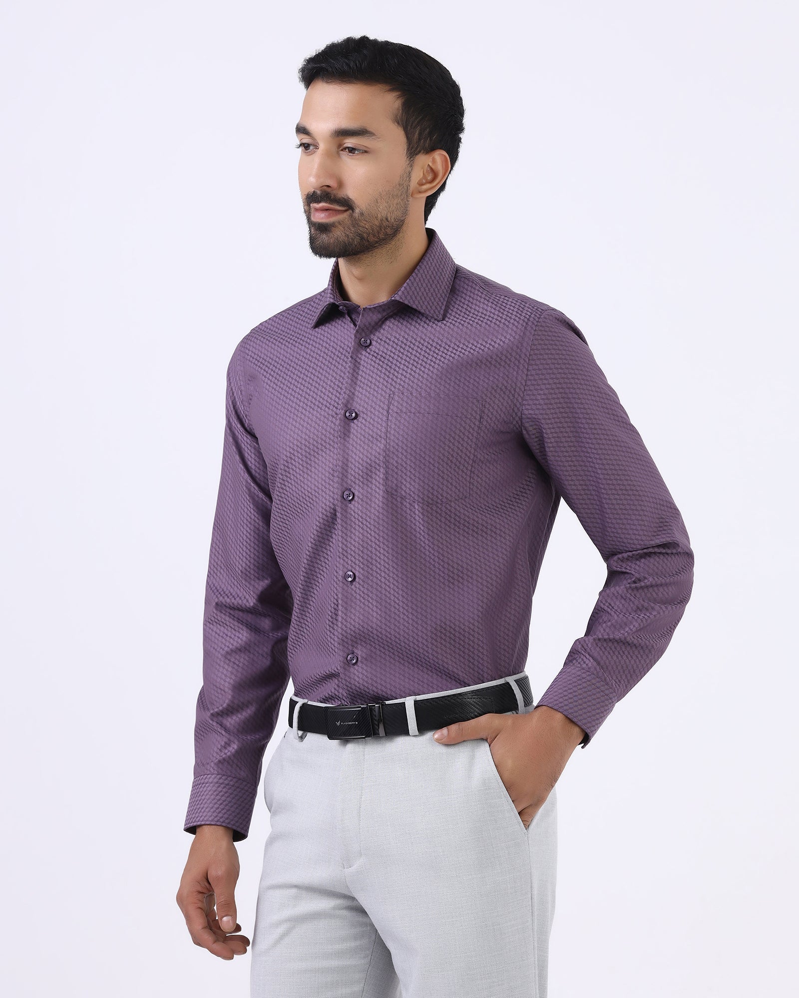 Purple Non Iron Textured Shirt - Esme