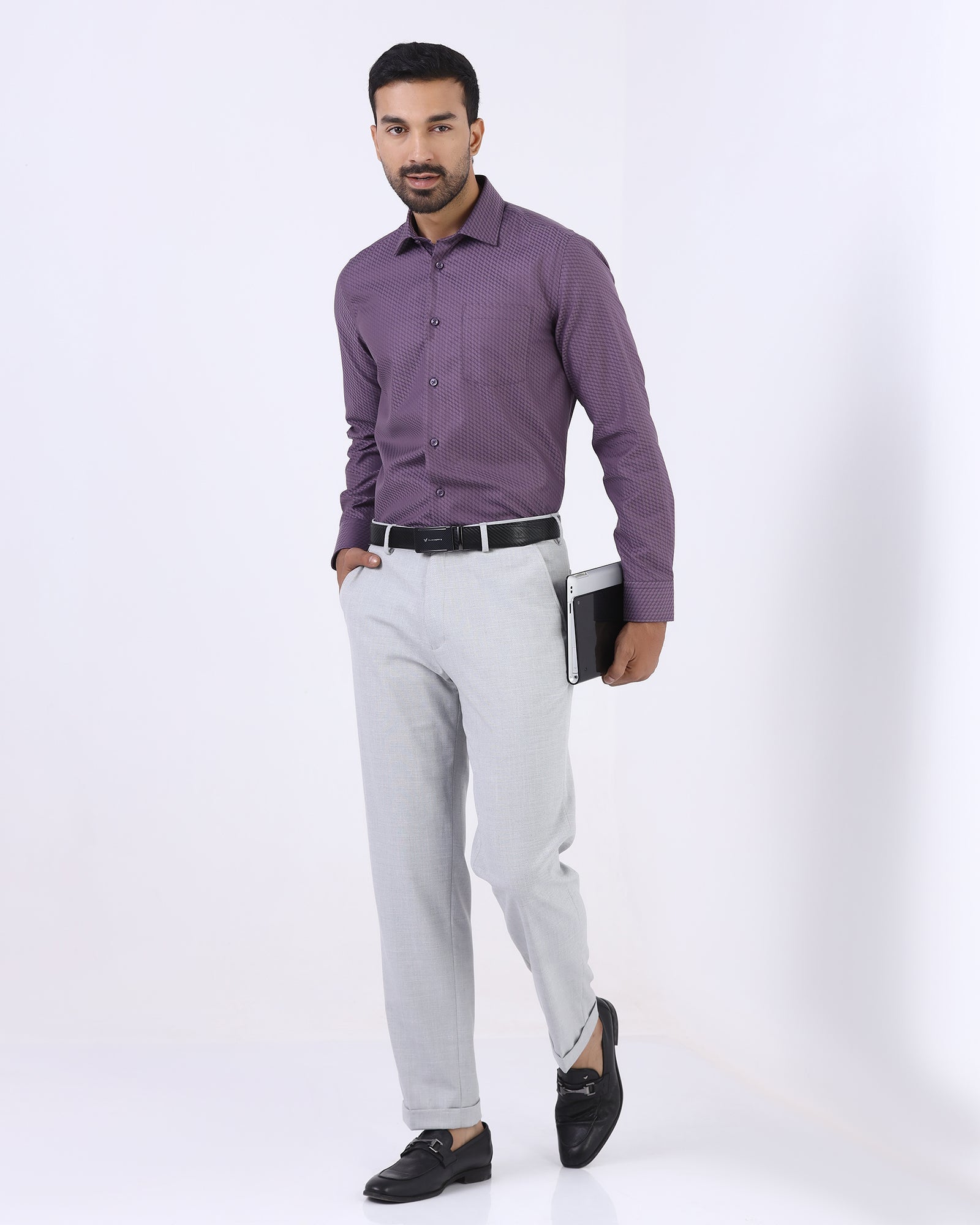 Purple Non Iron Textured Shirt - Esme